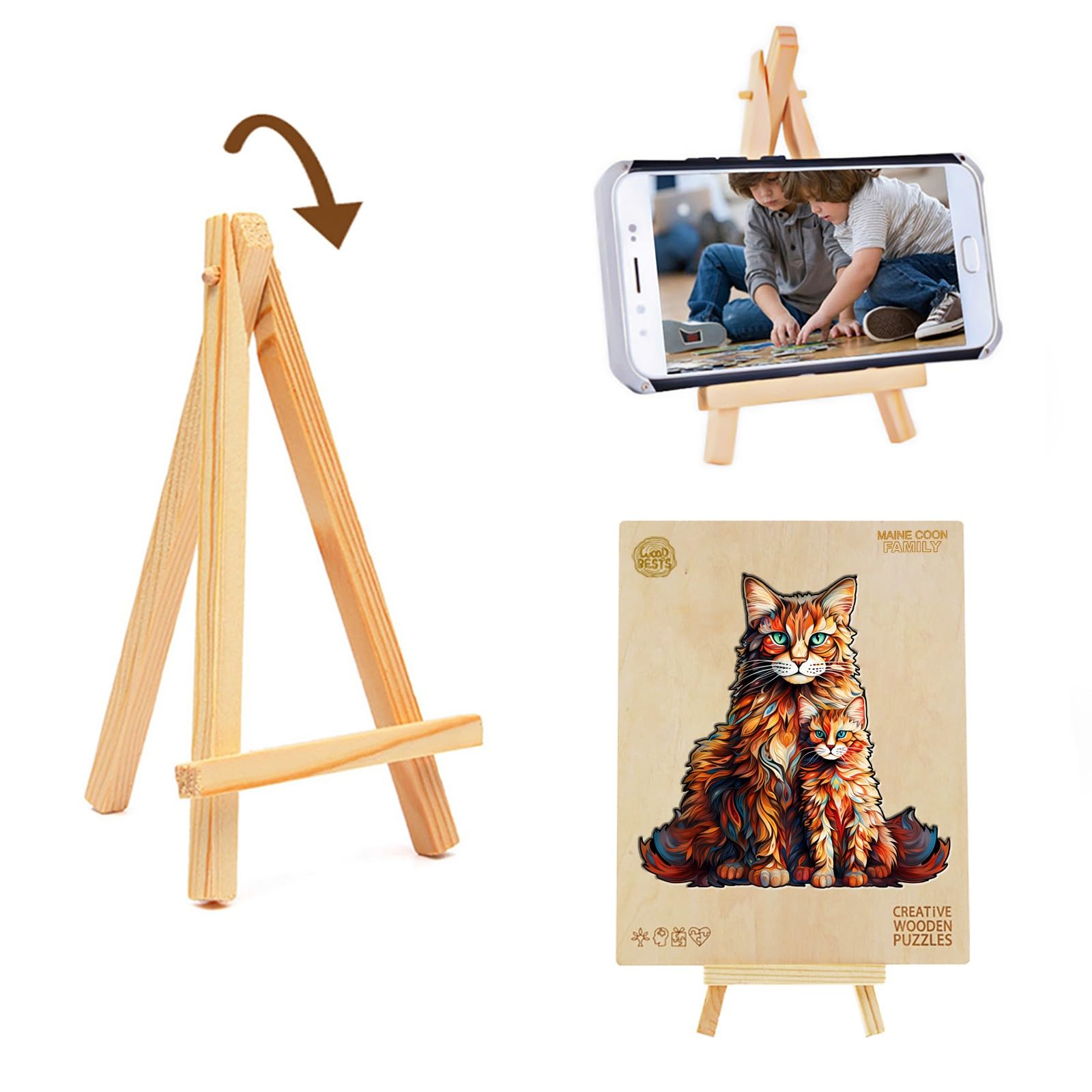 Holzpuzzle Erwachsene 100 Teile – Maine Coon Katze, Einzigartige Tierformen, Mit Holzkiste