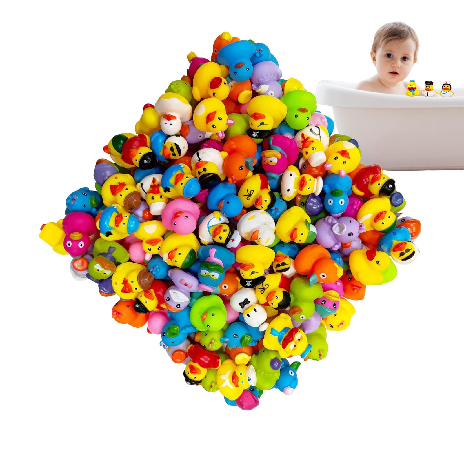 Badeente Set - Schwimmende Badewannen-Kollektion, schönes Schwimmspielzeug | quietschende weiche Wasser-Tierfiguren | Lernsichere Badepartner für Babys, Kinder,