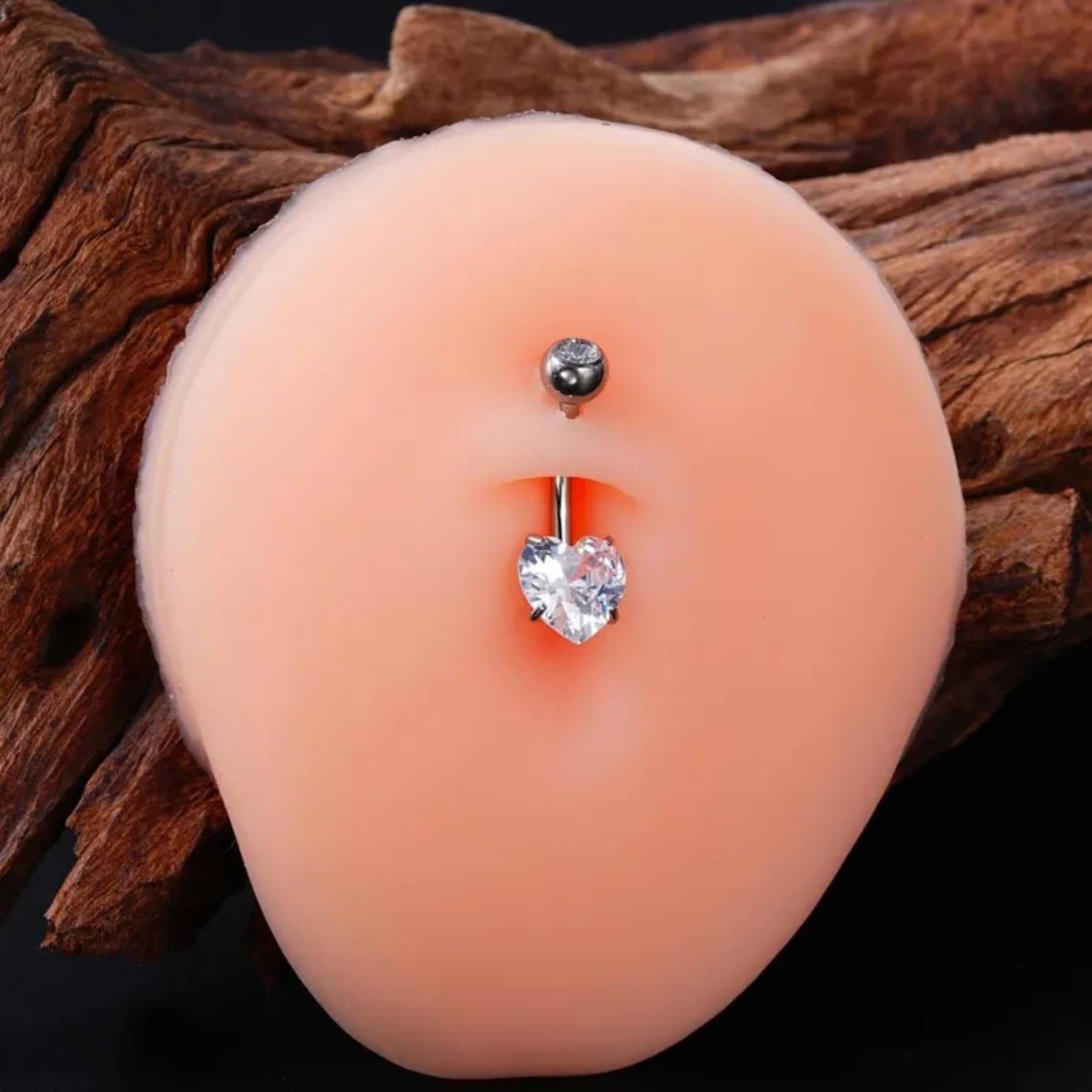 Kolczyk do pępka w kształcie serca z tytanu 8 mm 10 mm 12 mm 14 mm 16 mm gwint wewnętrzny 14 G srebrny bananabells piercing do pępka biżuteria różowy tytan G23 kolczyk do pępka Naval Bar Clear CZ