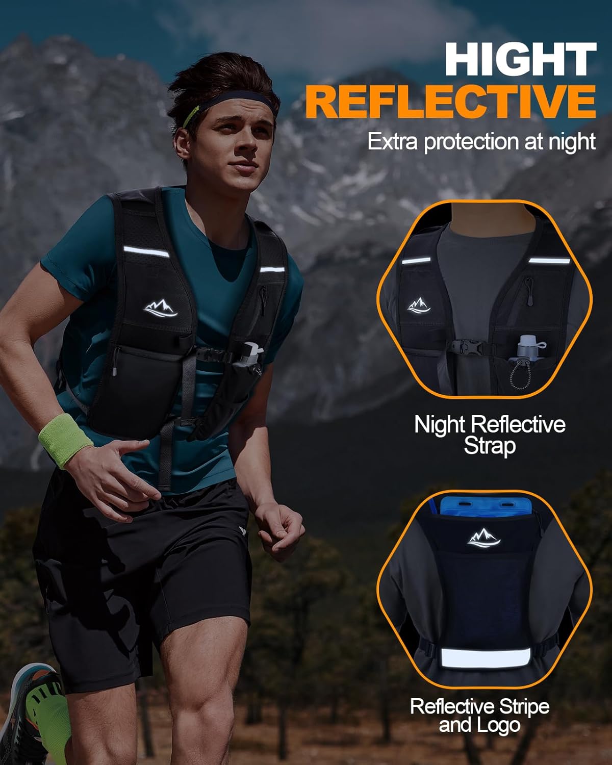 Running Vest for Women Men, Reflective Hydration Vest with Adjustable Waistband & Phone Pocket, Lightweight Breathable Running Water Vest for Jogging Hiking Trail Cycling and Marathon Race - Image 5