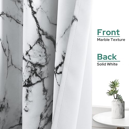 Miniatura 6 de HOMEIDEAS Cortinas de mármol con patrón moderno en blanco y negro cortinas de ventana de 52 x 96 pulgadas de largo cortinas opacas para decoración