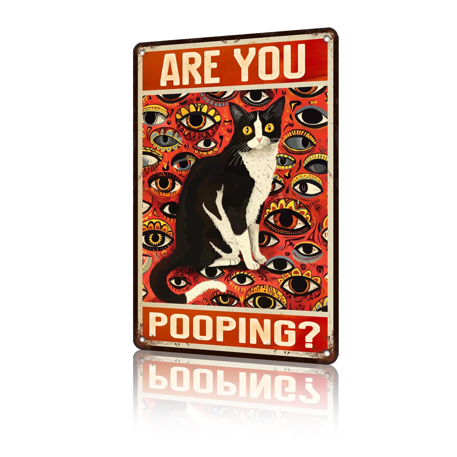 Retro Signs Are You Pooping Cat Vintage Signs Retro Aluminum Tin Sign For Kitchen Home Office Bar Cafe 5.5X8 Inch