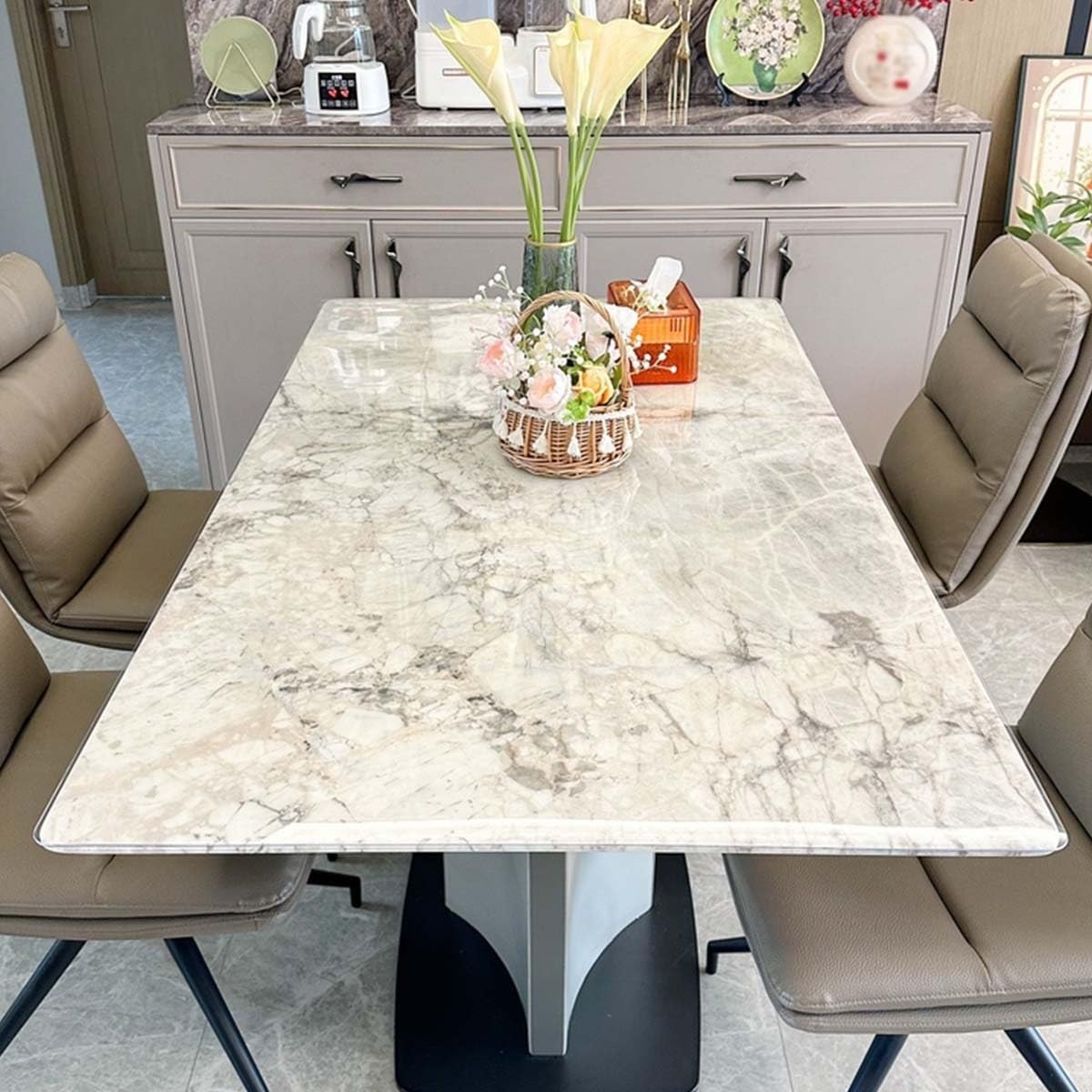 Mantel de PVC transparente de 2 mm, funda de plástico impermeable para escritorios de cocina y oficina, protector de mesa de 100 cm x 150 cm, fácil de limpiar, elegante decoración de mesa de comedor