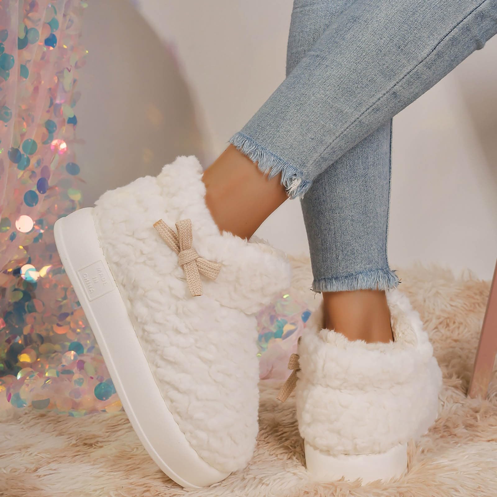 Pantuflas cálidas de invierno para mujer, cómodas, para el hogar