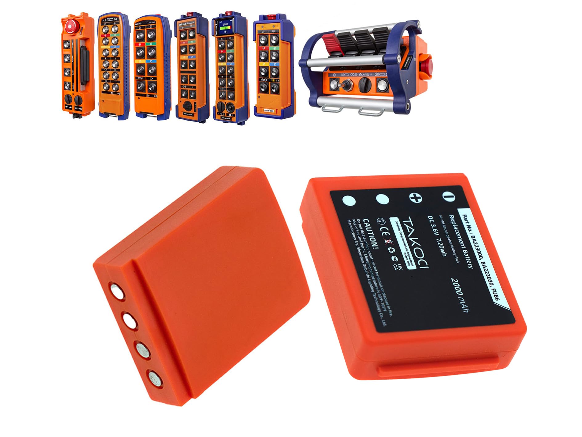 ChoyoqeR (2PCS) BA223000, BA223030, FUB6 Replacement Battery for Radiomatic Keynote, Linus 4, Micron 4, Micron 5, Micron 6, Micron 7, Patrol D, Quadrix, Vector Pro Ni-MH Orange 2000mAh/3.6V