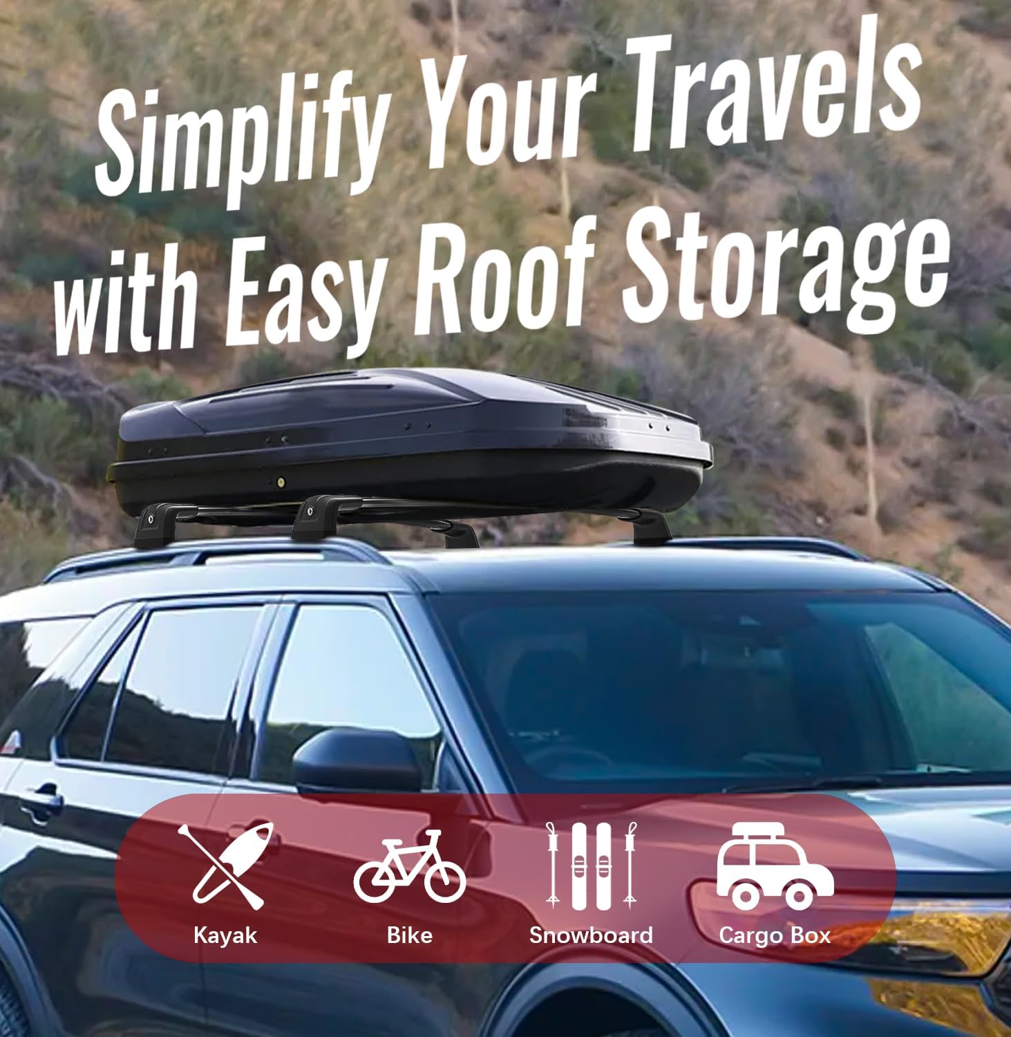 300lbs Roof Rack Cross Bars Fit for Ford Explorer 2020-2026 with Lock, Aluminum Heavy Duty Roof Rails Crossbars for Rooftop Cargo Carrier Luggage Kayak Canoe Bike Snowboard