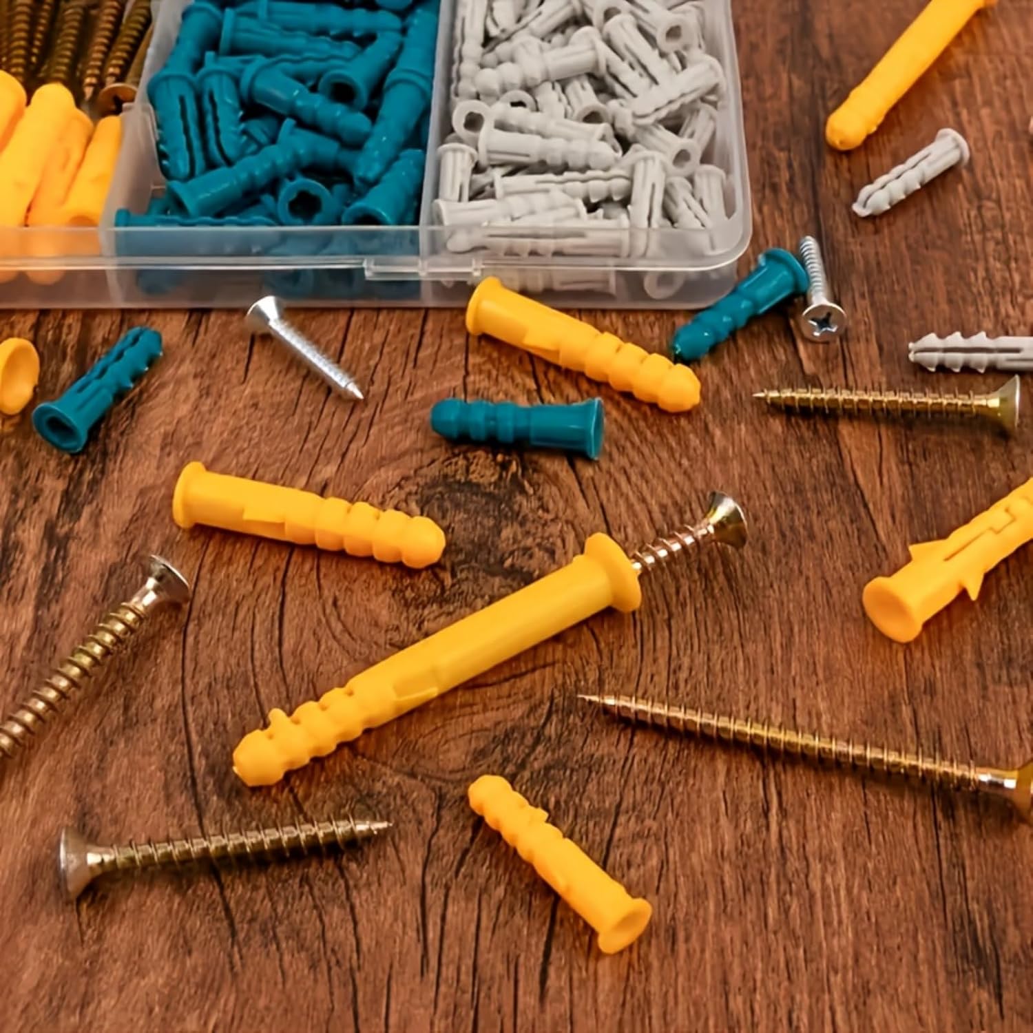 270PCS Wall Plug Anchor Assortment Kit, Plastic Expansion Screw Anchors with Assorted Screws for Concrete, Brick, Drywall, Colormixing