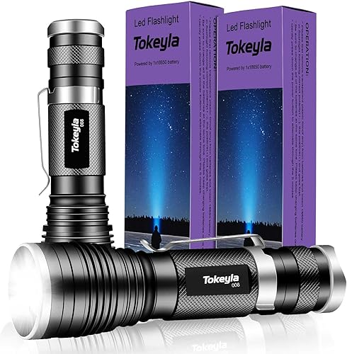 Miniatura 2 de Tokeyla Linterna táctica LED brillante, 3 modos de alto lúmenes, zoom, linternas pequeñas para uso diario, potentes para accesorios de campamento,