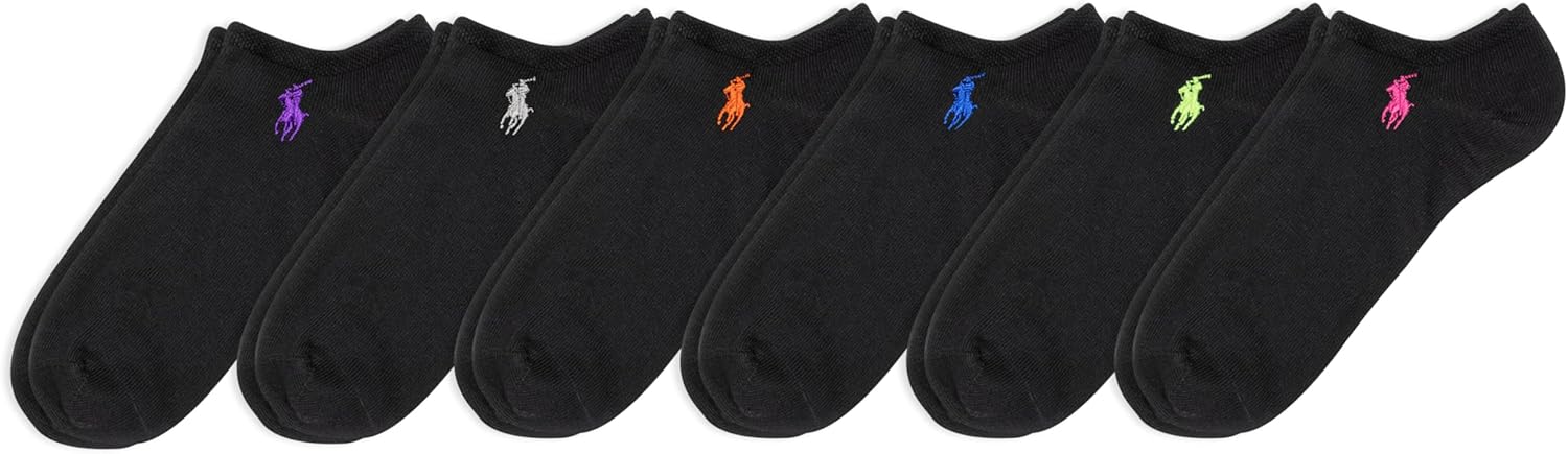 POLO RALPH LAUREN womens Classic Sport Solid Ultra Low Cut Socks - 6 Pair Pack - Athletic Cotton Comfort