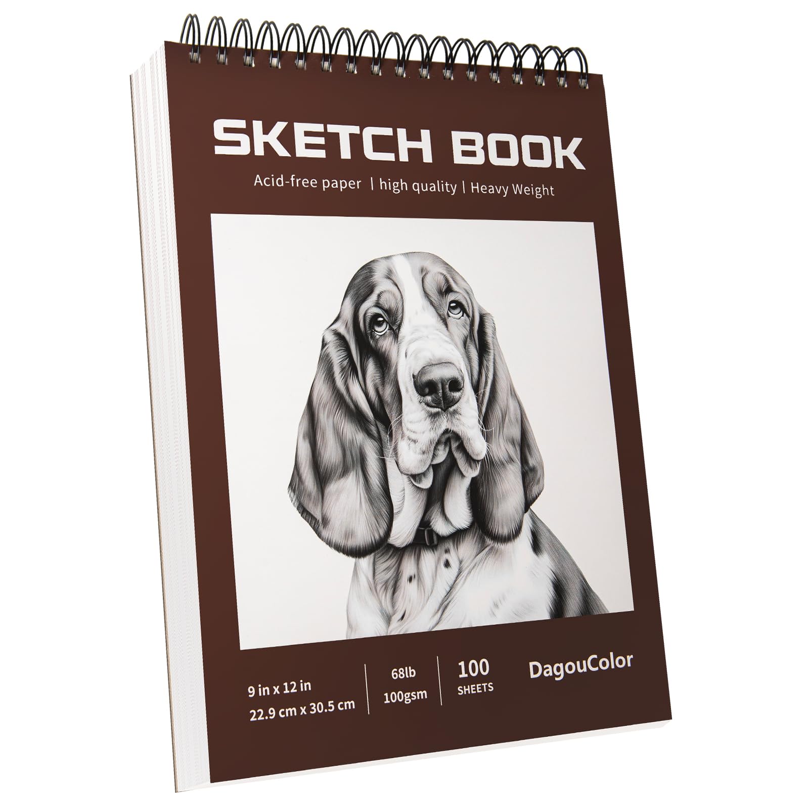 DagouColor 100 hojas cuadernos de dibujo en espiral Sketch Book, Dibujos artísticos sin ácido, Almohadilla de dibujo del artista, 100 gsm, 22.9 cm x 30.5 cm