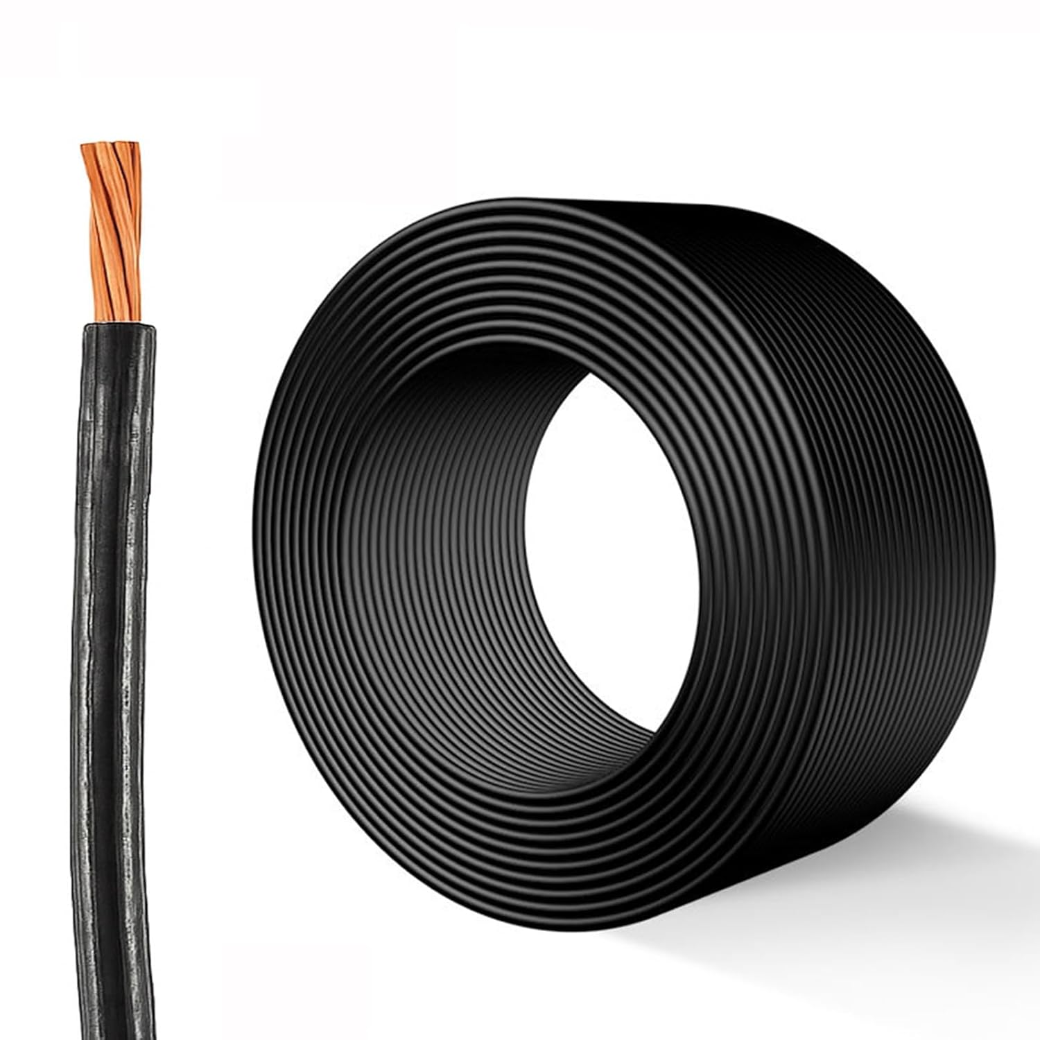 UL Listed THHN/THWN-2 Electrical Wire 8AWG & 10AWG Solid Copper Wire Rated Up to 600V Building Wire Nylon Jacket, 194℉ Flame Retardant Home & Commercial Wiring(Red, Black, Green)(25ft,10AWG-Black)