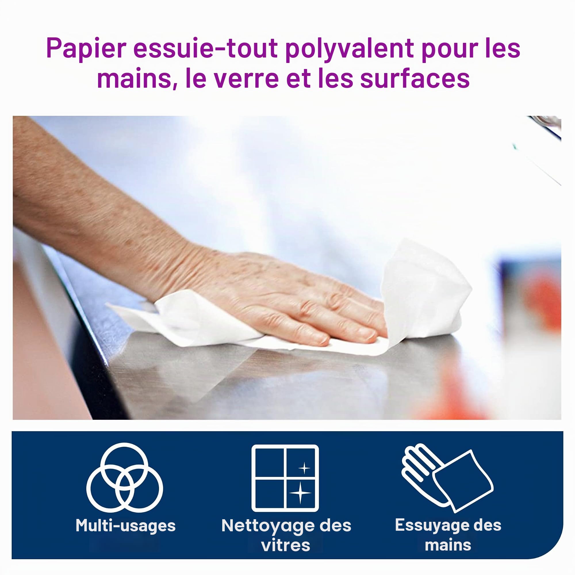 Tork 473254 Papier d'essuyage Universal - Blanc - 1 pli - lot de 6 rouleaux - 6 x 270 m - 35 x 19,8 cm