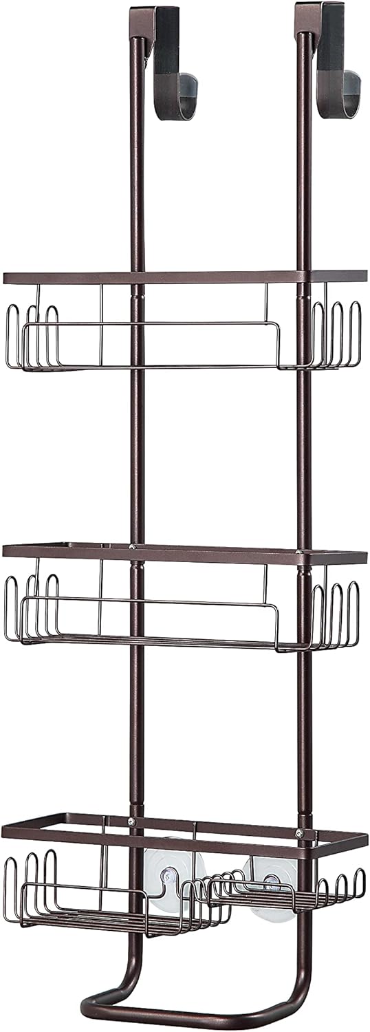 SunnyPoint Classic Metal Bathroom Shower Caddy, Over Door Hanging Storage Organizer Basket