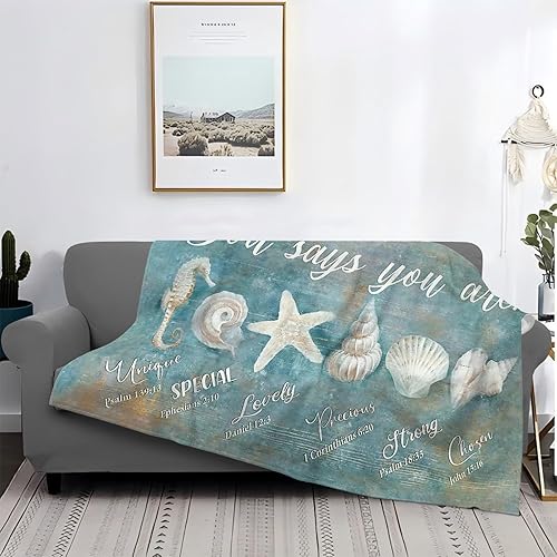 Miniatura 205 de Tijuboni Manta con diseño de tortuga marina y océano, regalos náuticos para mujeres, hombres, niñas, niños y adultos, manta de franela suave para