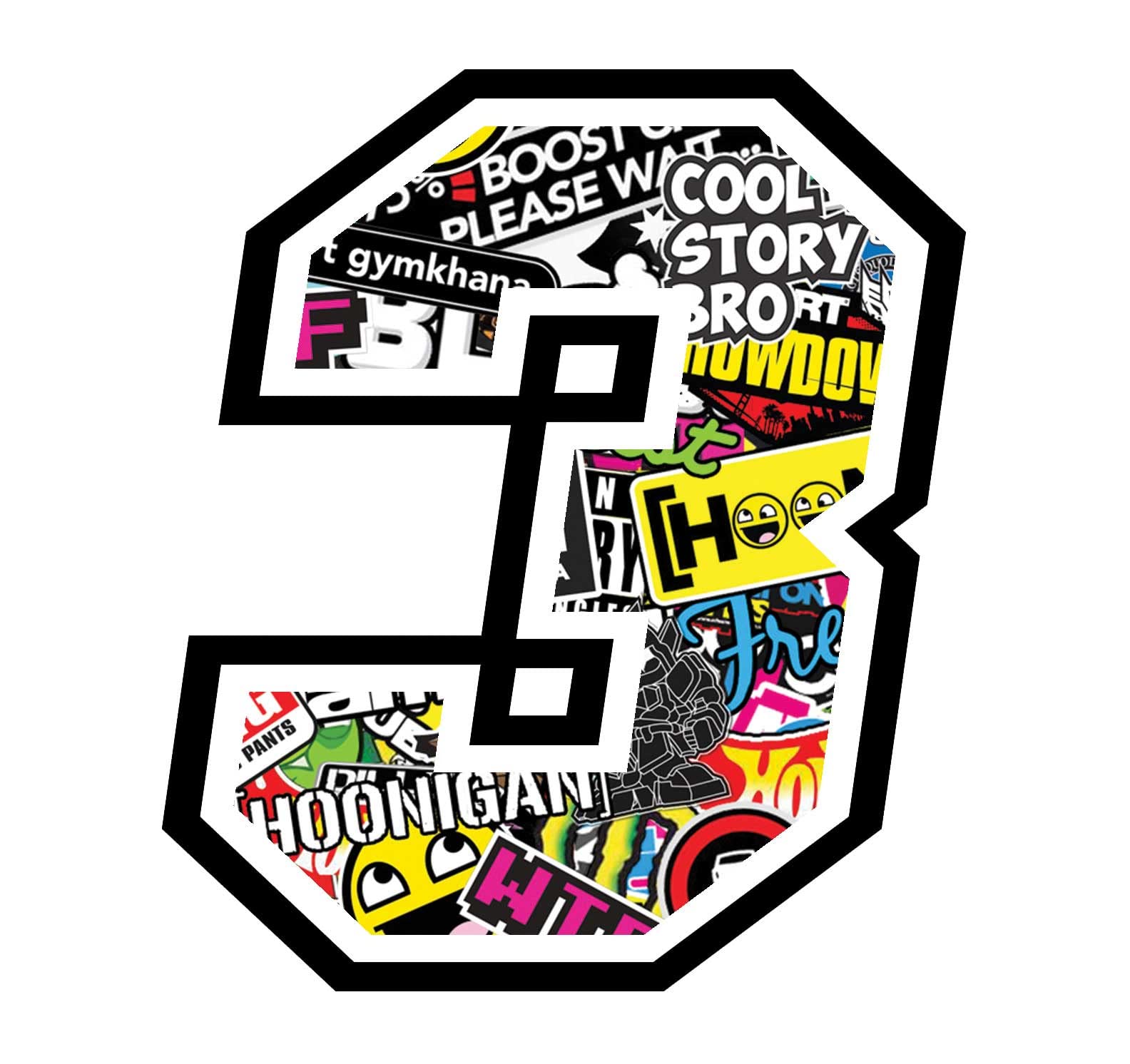 Pegatinas decorativas GamesMonkey con diseño 'sticker bomb' para personalizar bicicletas.