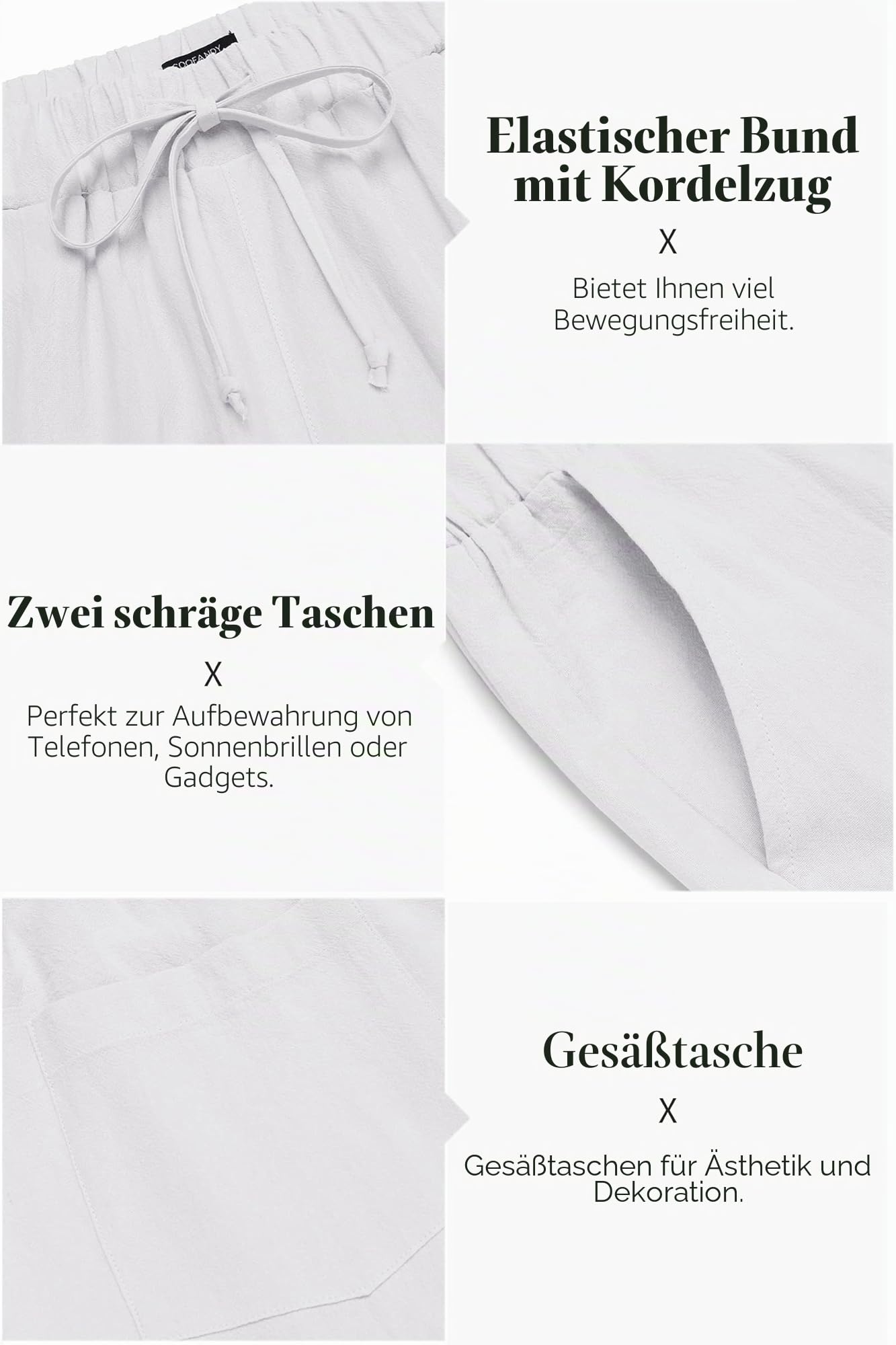 COOFANDY 2-teiliges Herren-Set aus Baumwoll-Leinen, lässig, langärmelig, Henley-Shirt, Strandhose mit Taschen, Sommer-Yoga-Outfits