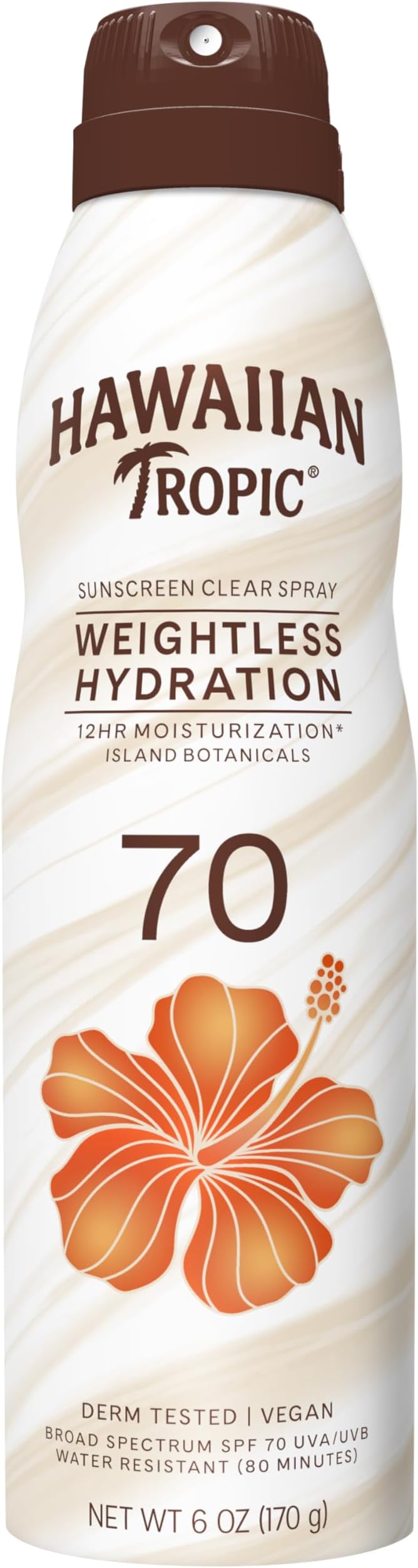 Weightless Hydration Sunscreen Spray SPF 70, 6oz | High SPF Sunblock, Oxybenzone-Free, Hawaiian Tropic Spray Sunscreen, 6oz
