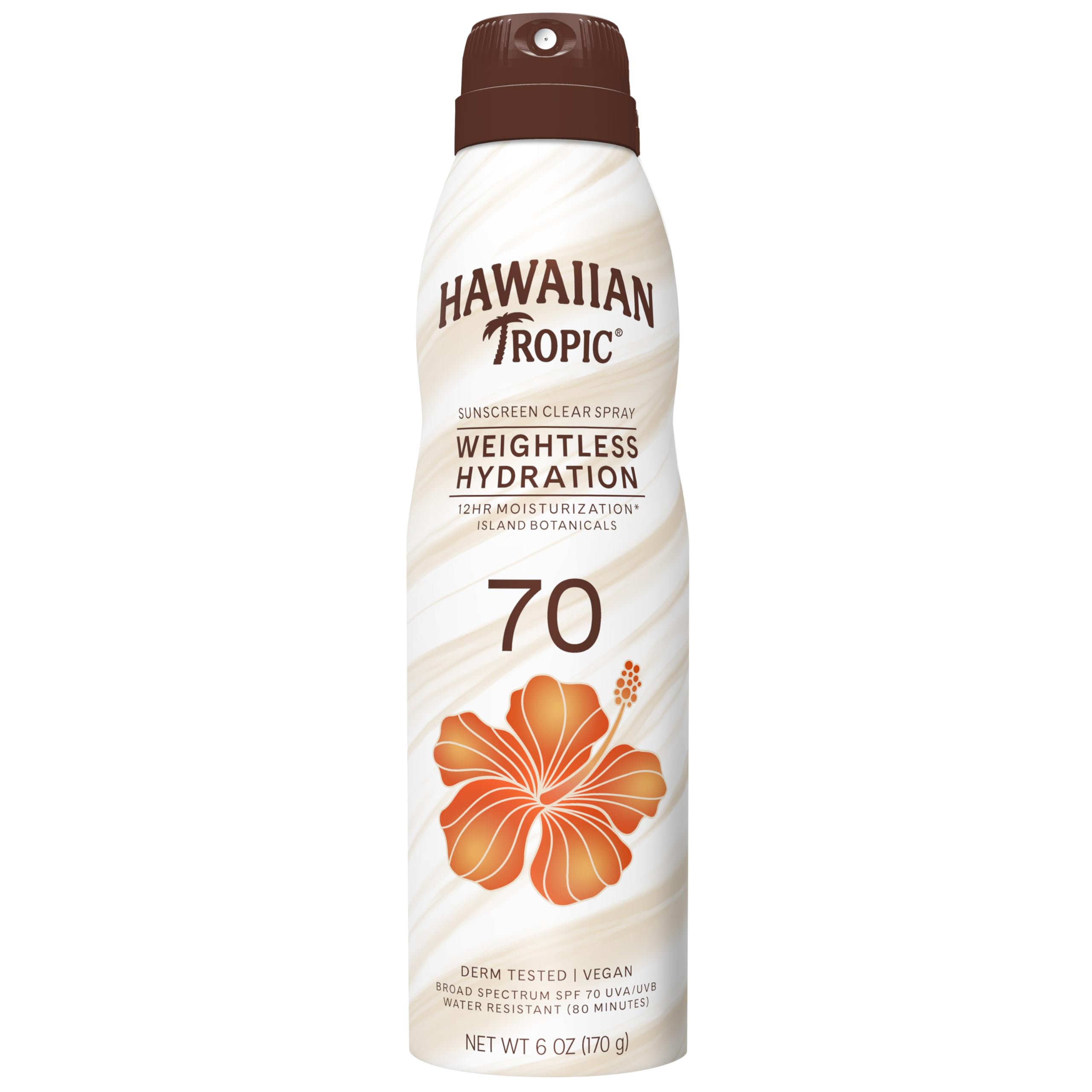 Weightless Hydration Sunscreen Spray SPF 70, 6oz | High SPF Sunblock, Oxybenzone-Free, Hawaiian Tropic Spray Sunscreen, 6oz