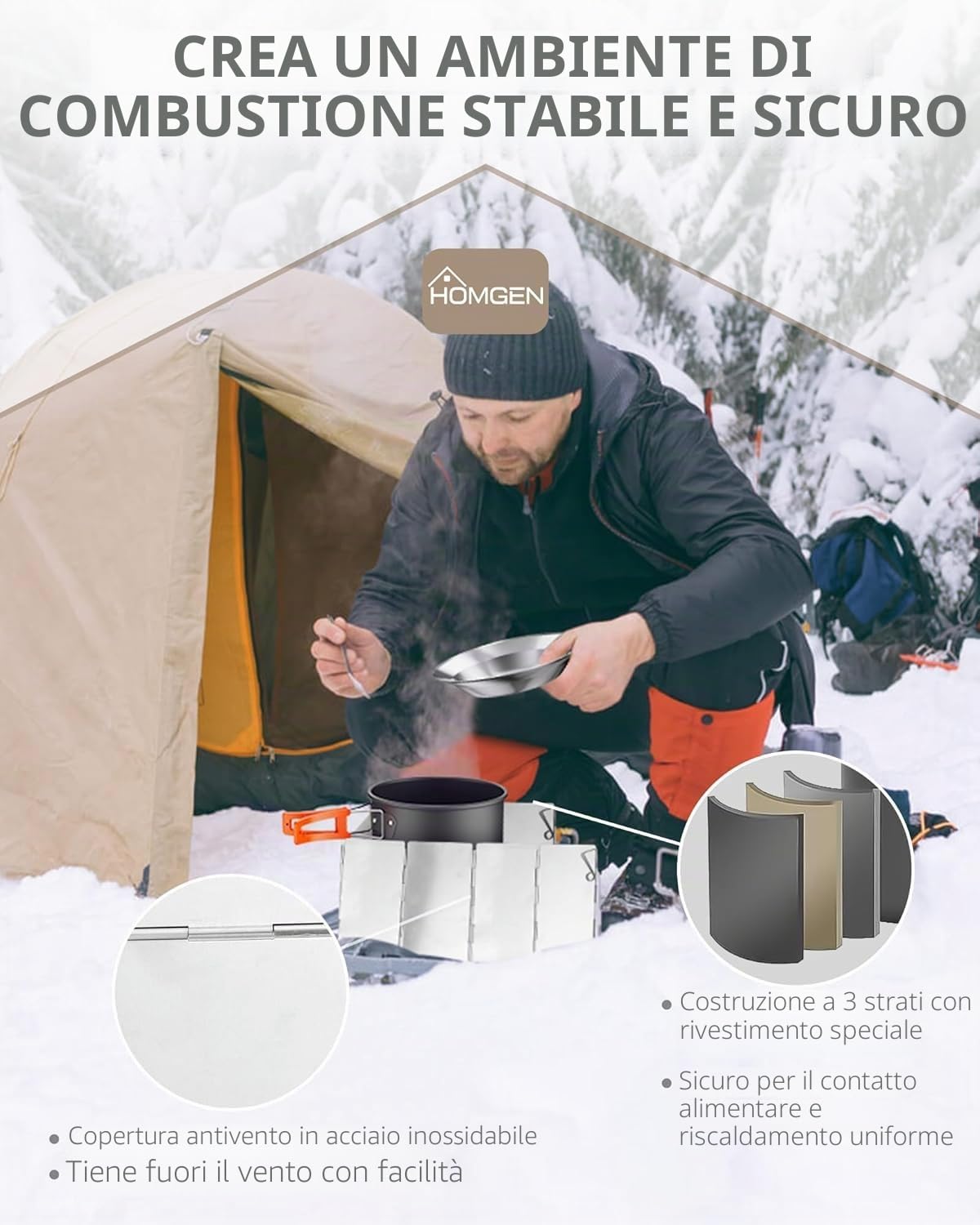 HOMGEN Set di 13 Pezzi Pentole da Campeggio con Padella Set da Cucina da Campeggio in Alluminio Kit di Pentole da Campeggi Portatile Kit di Cottura Leggero Attrezzatura da Cucina per Esterni