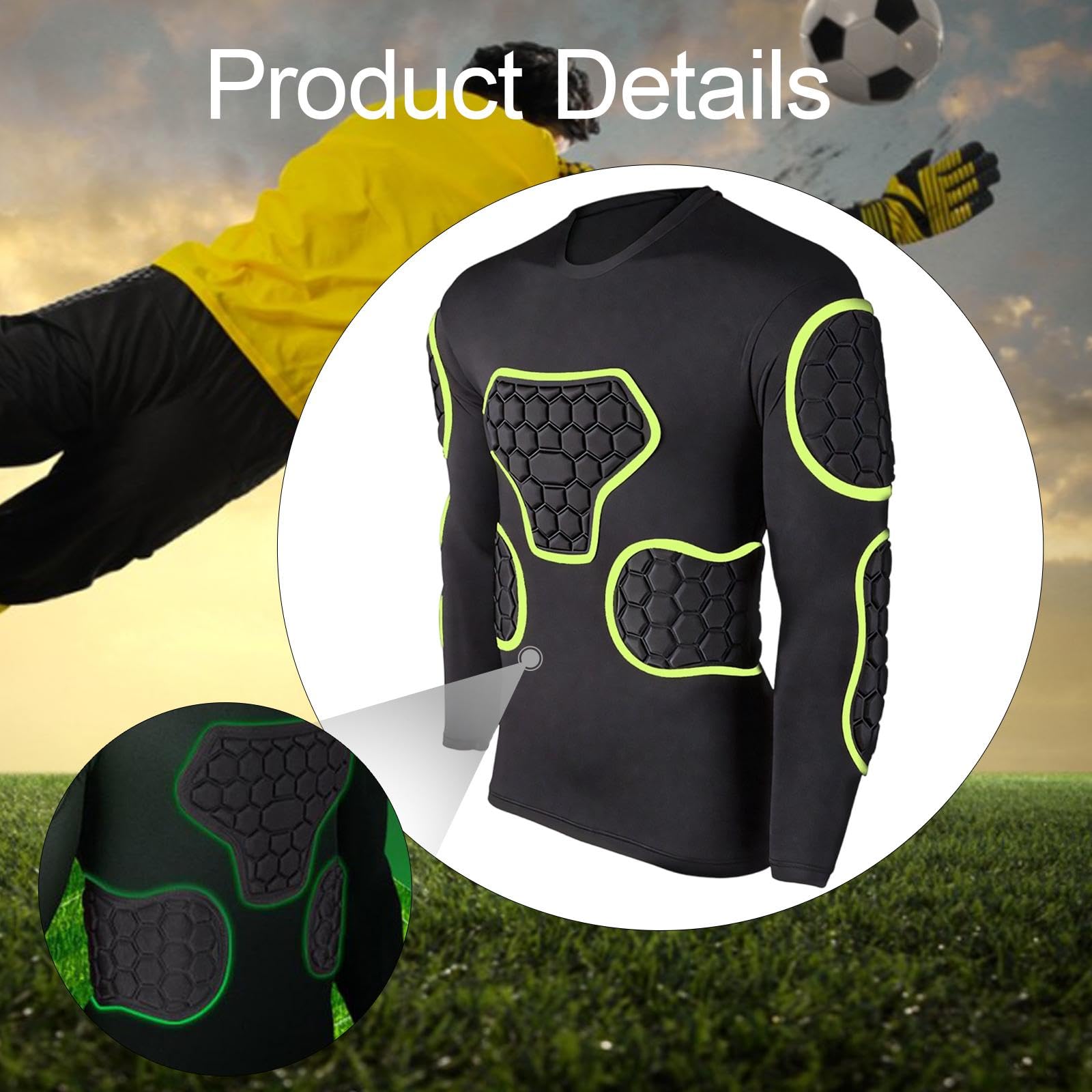 Camiseta de Compresión de Fútbol con Protector de Costillas para Fútbol, ​​Rugby, Ropa Deportiva, Protección Profesional para El Pecho.