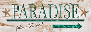 Paradise Follow the Sand Arrow Sign – Beach House Wall Art with Starfish – Left or Right Directional Coastal Decor – Made in USA