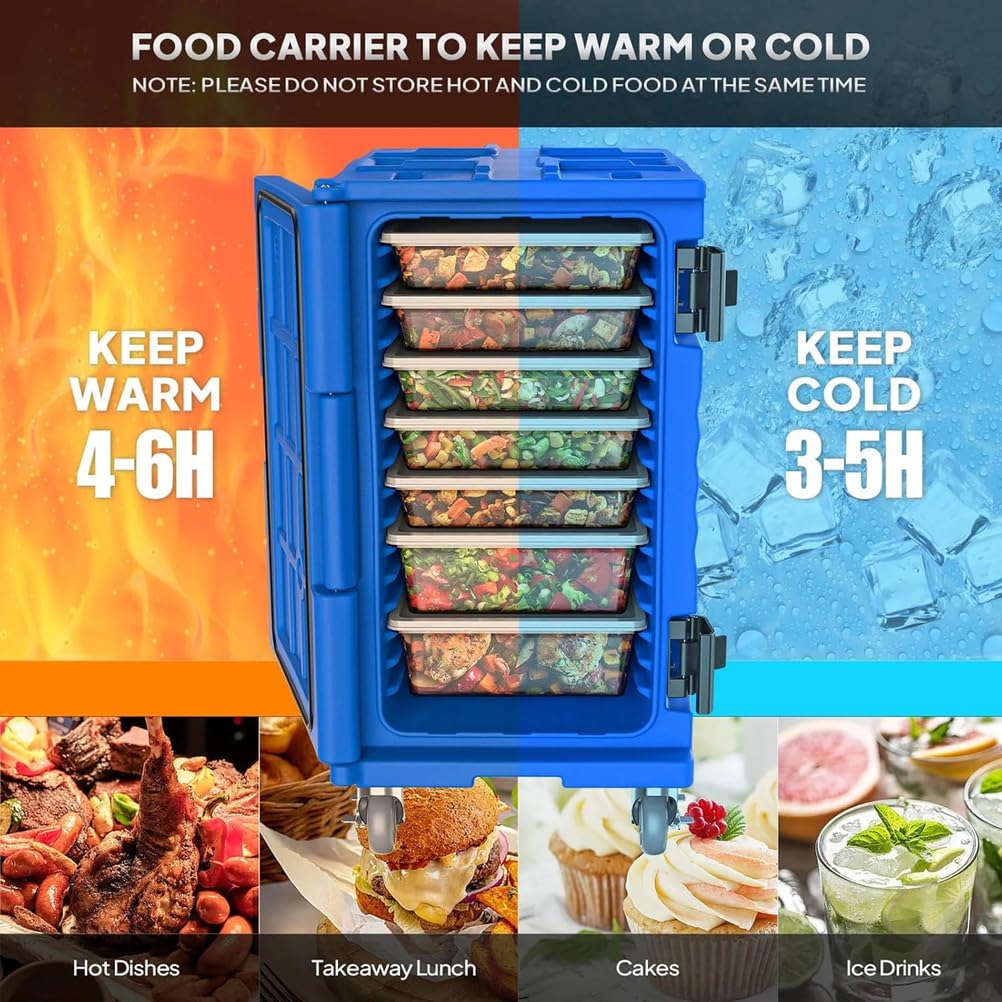 Caja térmica de 82 cuartos para catering, Transportador de bandejas aislante Caja de alimentos de LLDPE Con hebillas dobles Para 5 bandejas grandes (no incluidas) Para comedor de restaurante