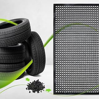 Anti-Fatigue Rubber Floor Mat - NANBOWANG Commercial Grade Grease Resistant Non-Slip Recycle Tyre Floor Mats for Restaurant Kitchen Bar Garden Outdoor Wet Area (40"X80")