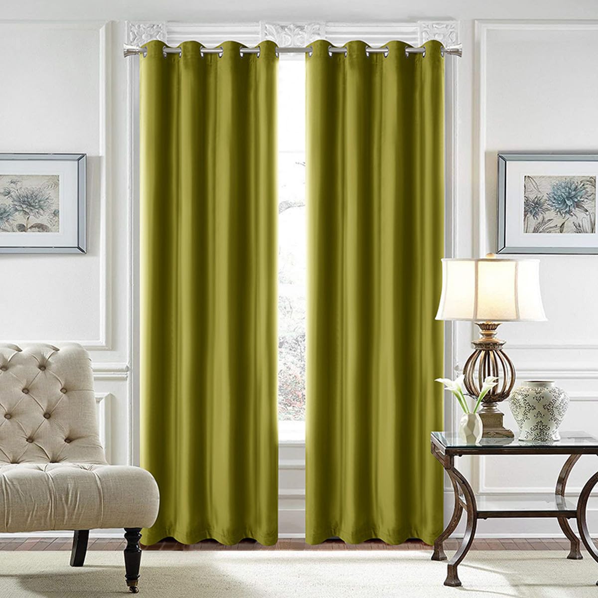 Rideaux en velours occultants 107x244 cm vert | Paire de panneaux de salon