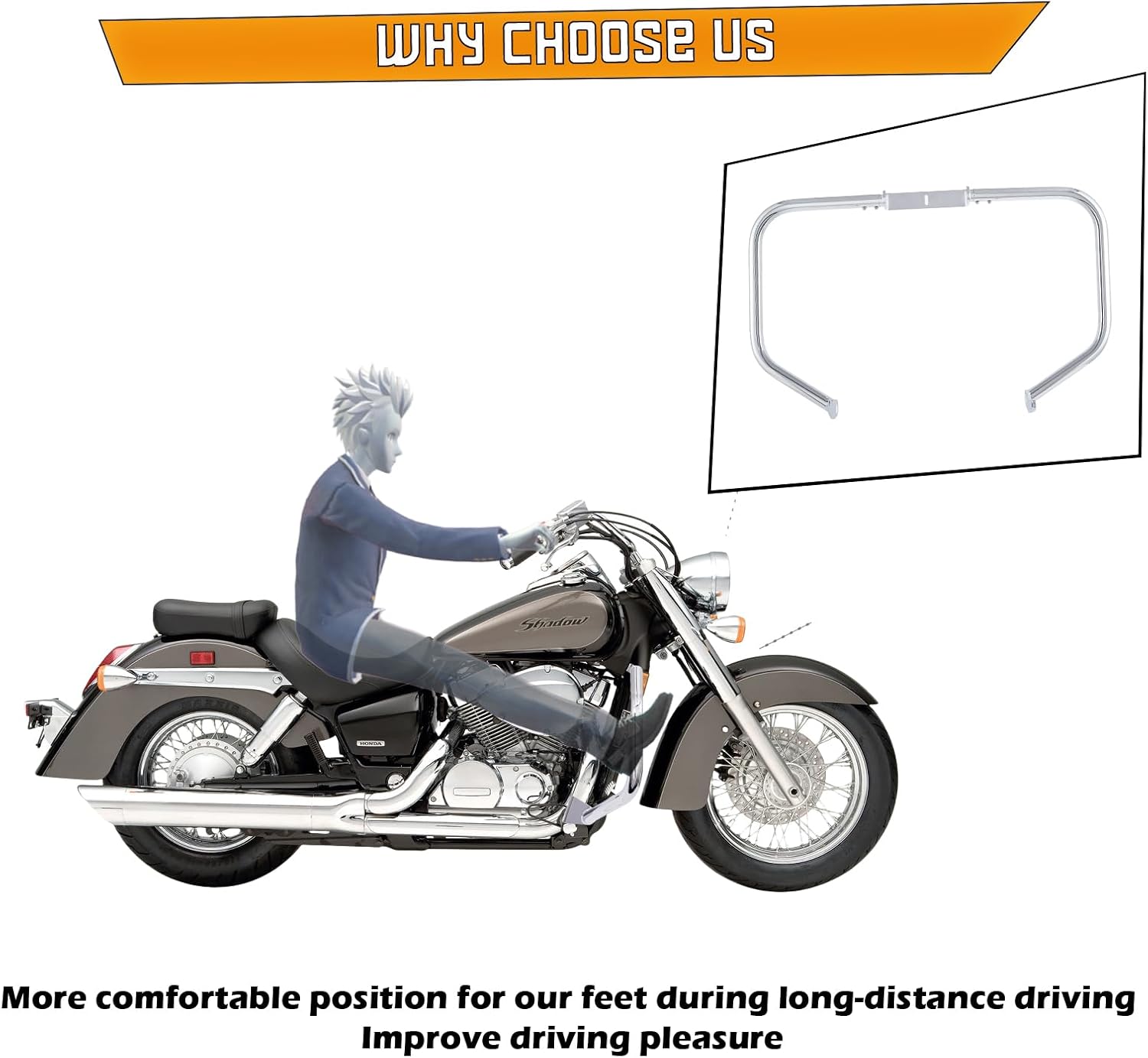 Crash Bar Engine Guard Highway Bar for Honda VT1100C Shadow Spirit VT1100C2 Shadow Sabre 2000-2007