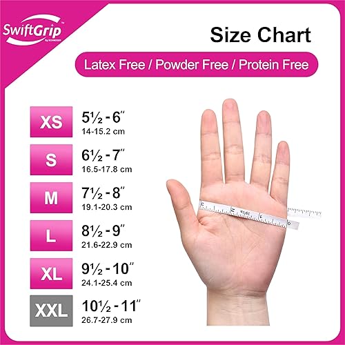 Miniatura 20 de Guantes de nitrilo sin polvo, 3 mil, guantes de nitrilo desechables, sin látex, sin polvo, rosa/fucsia