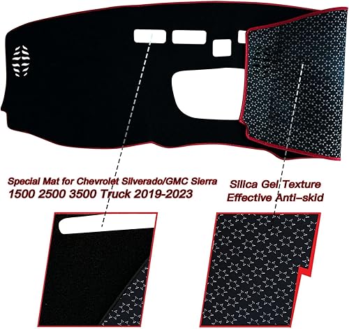 Miniatura 8 de KEEGTBOX Cubierta de tapete para salpicadero, consola central interior personalizada compatible con Chevrolet SilveradoGMC Sierra 1500 2500 3500