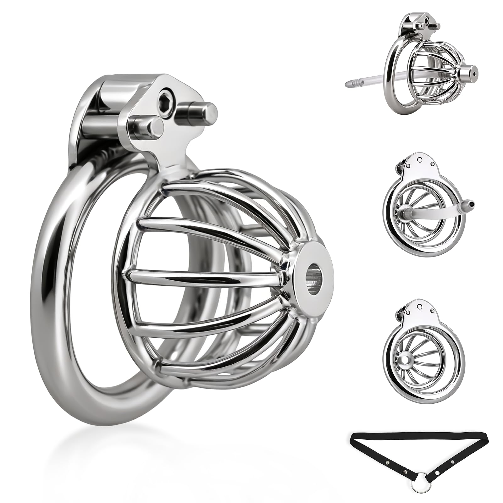 Metal Chastity Cage, 2IN1 Male Chastity Device Cock Cage BDSM Adult Sex Toy (45mm/1.77in)