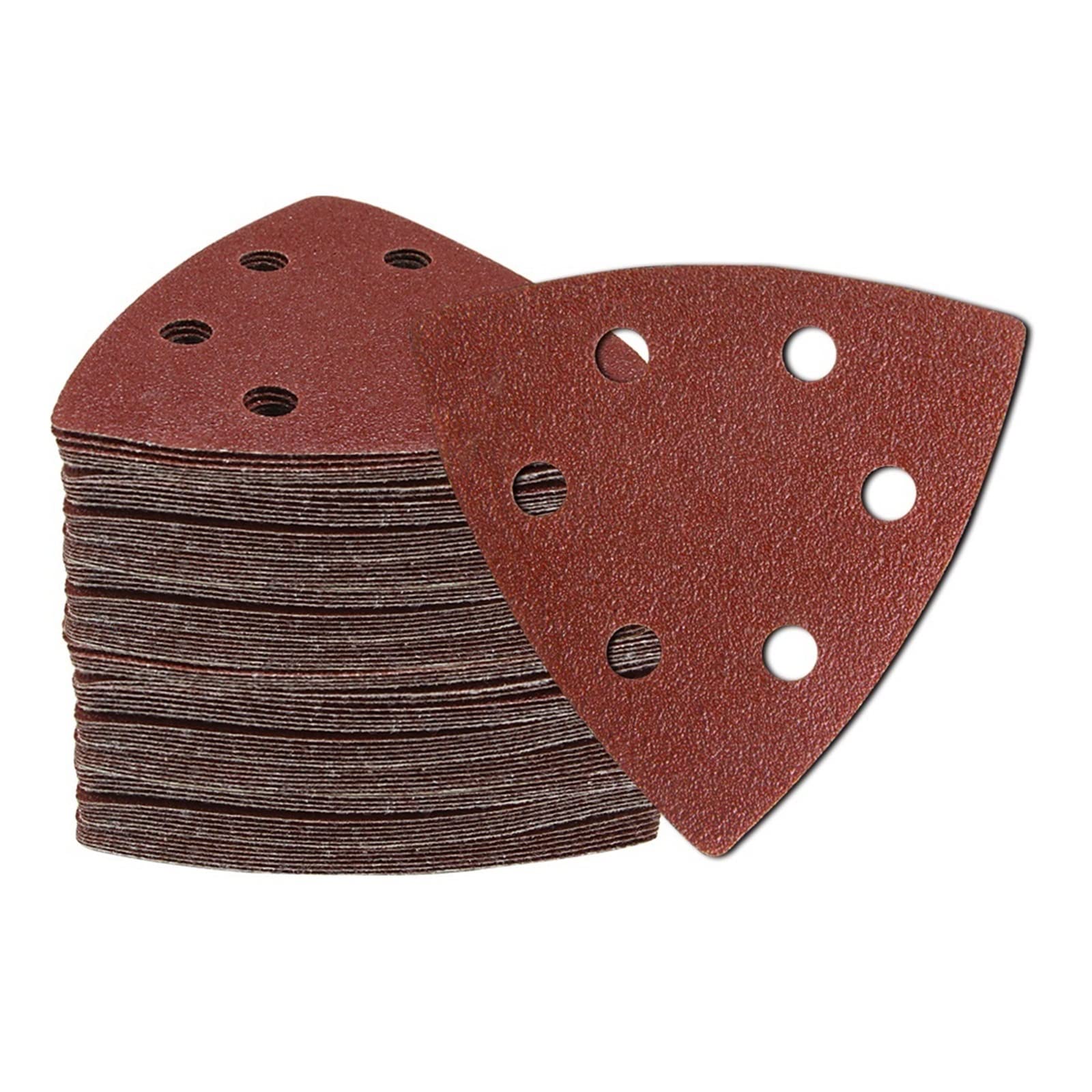Disco de lija, hoja de papel de lija, almohadilla de lijado, 100 piezas de papel de lija triangular, disco abrasivo de 93 mm con respaldo de gancho y bucle for lijadora de grano 60 80 120 180 240 (tam