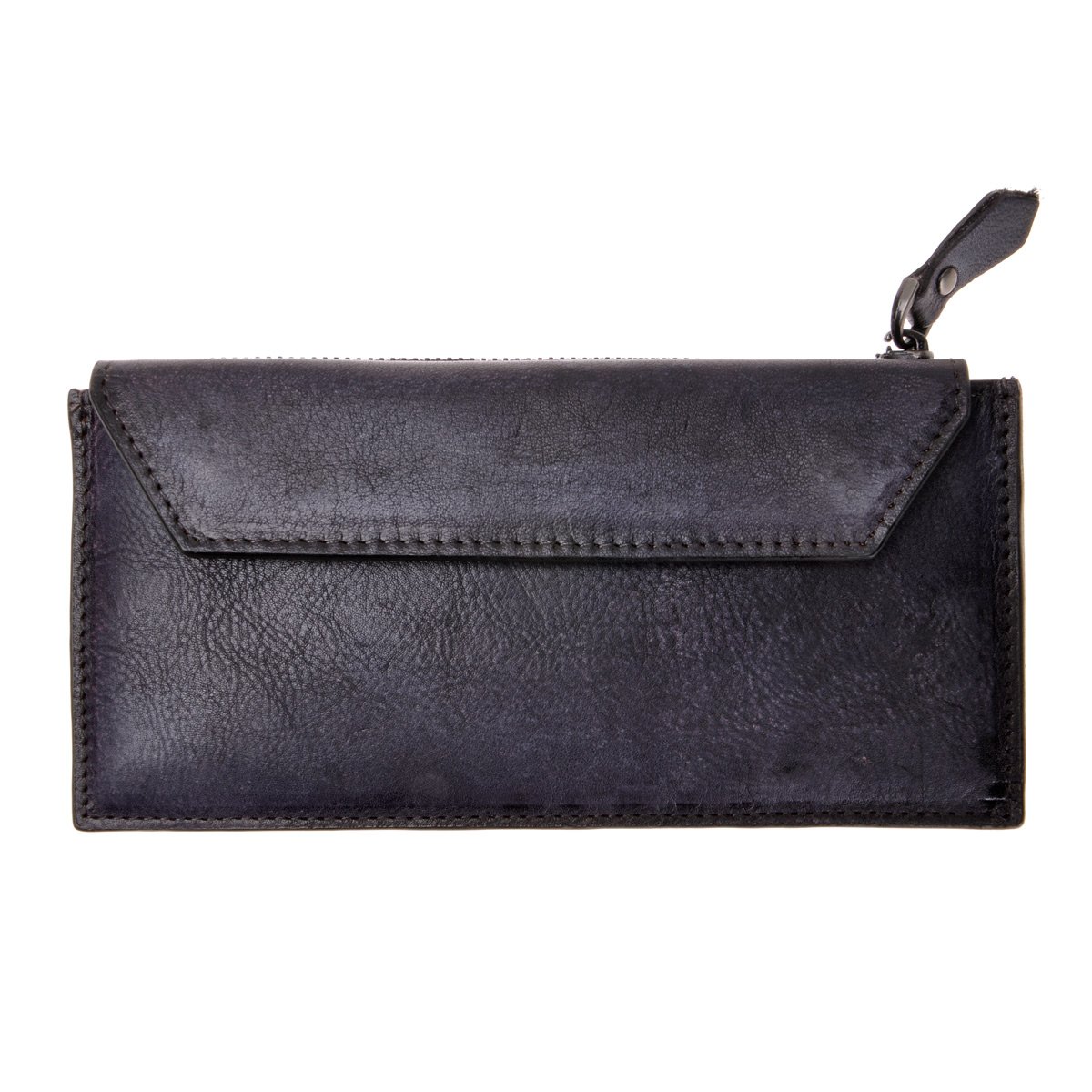 ZLYCHandmade Dip Dye Leather Long Card Organizer Wallet with Removable Card Holder, Gray