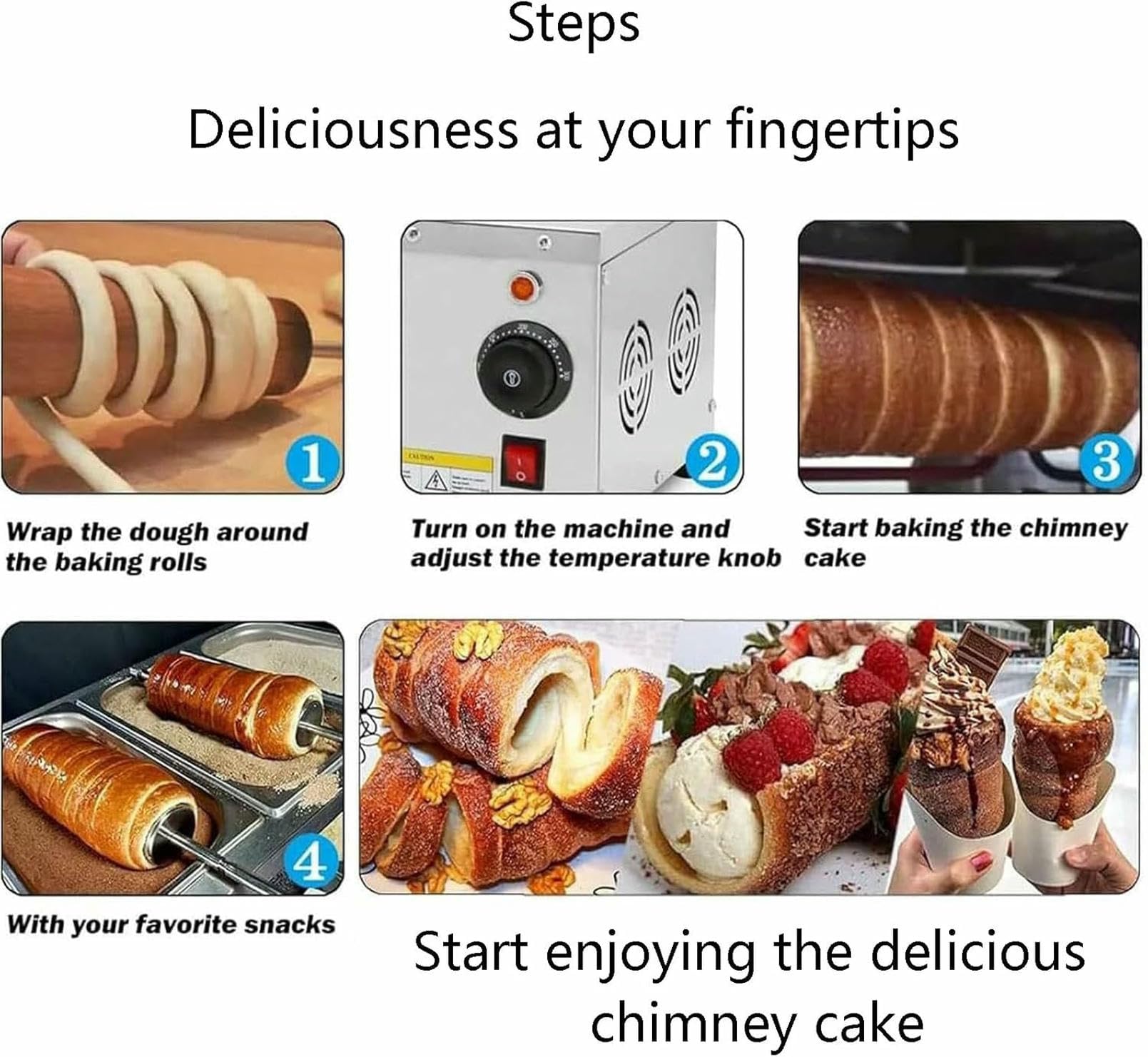 Four À Gâteaux Électrique Professionnel À Cheminée avec 2 Rouleaux, Machine À Glace Hongroise, Appareil À Cornets De Glace, pour Restaurant, Maison, Cuisine Et Snack-Bar