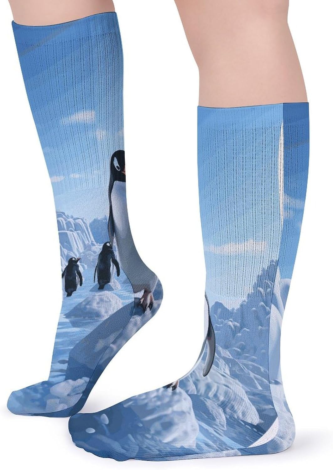 Penguin Antarctica Ice Knee High Socks Cozy Knee High Socks Soft Mid-Length Sock for All Seasons Daily Wear Adult