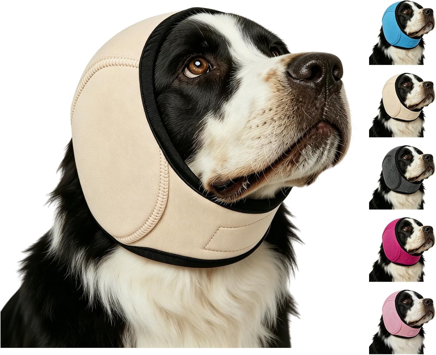Noise Cancelling Ear Wrap, Dog No Shake Ear Muffs Noise Protection Firework Thunder Vacuum, Comfortable Quiet Dogs Calming Hoodie, Adjustable for Grooming Bathing & Swimming