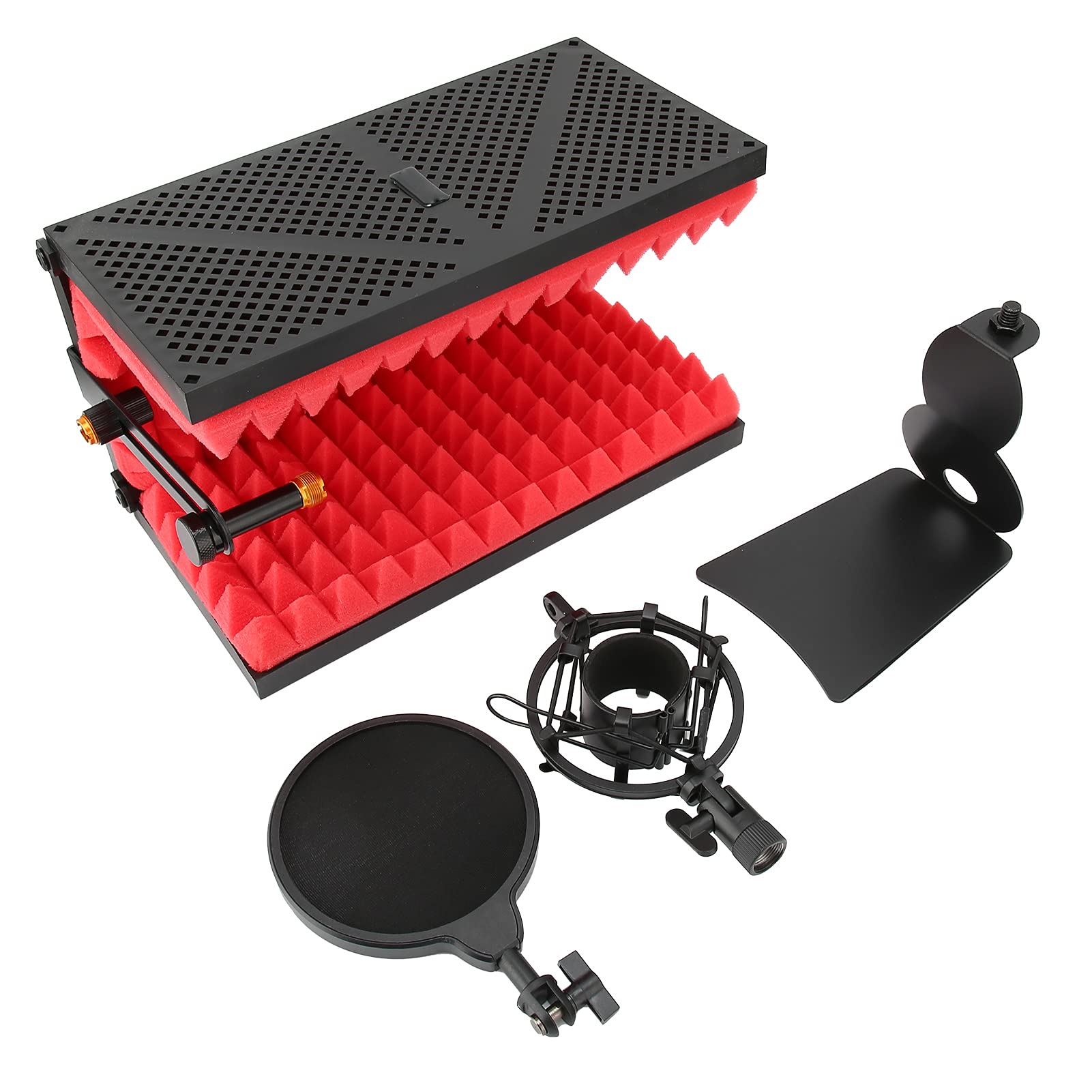 Tbest Aislamiento de Micrófono Cubierta Plegable de Reducción de Ruido de 3 Paneles con Espuma EVA de Alta Densidad para Grabación de Estudio Podcasting Radio Voz en Off