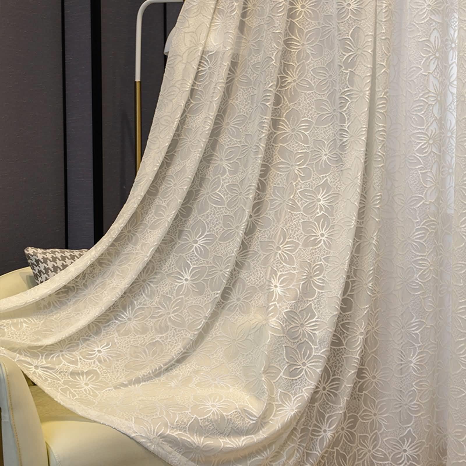 Rideaux transparents floraux 137x213 cm lot de 2 pour la chambre
