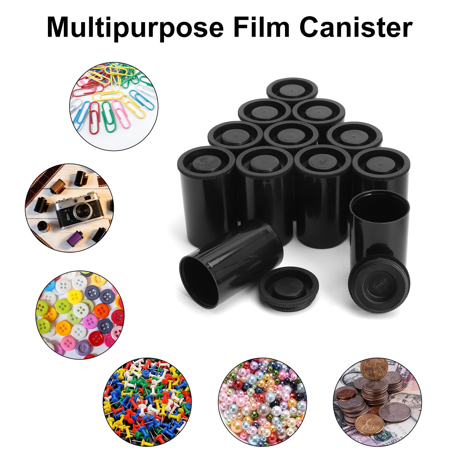 Boite Pellicule avec Couvercle 30 Pièces Noir, Boite Pellicule Plastique Rangement, Boite Pellicule Film 35mm, Petite Boite Plastique avec Couvercle pour Rangement Petites Pièces DIY