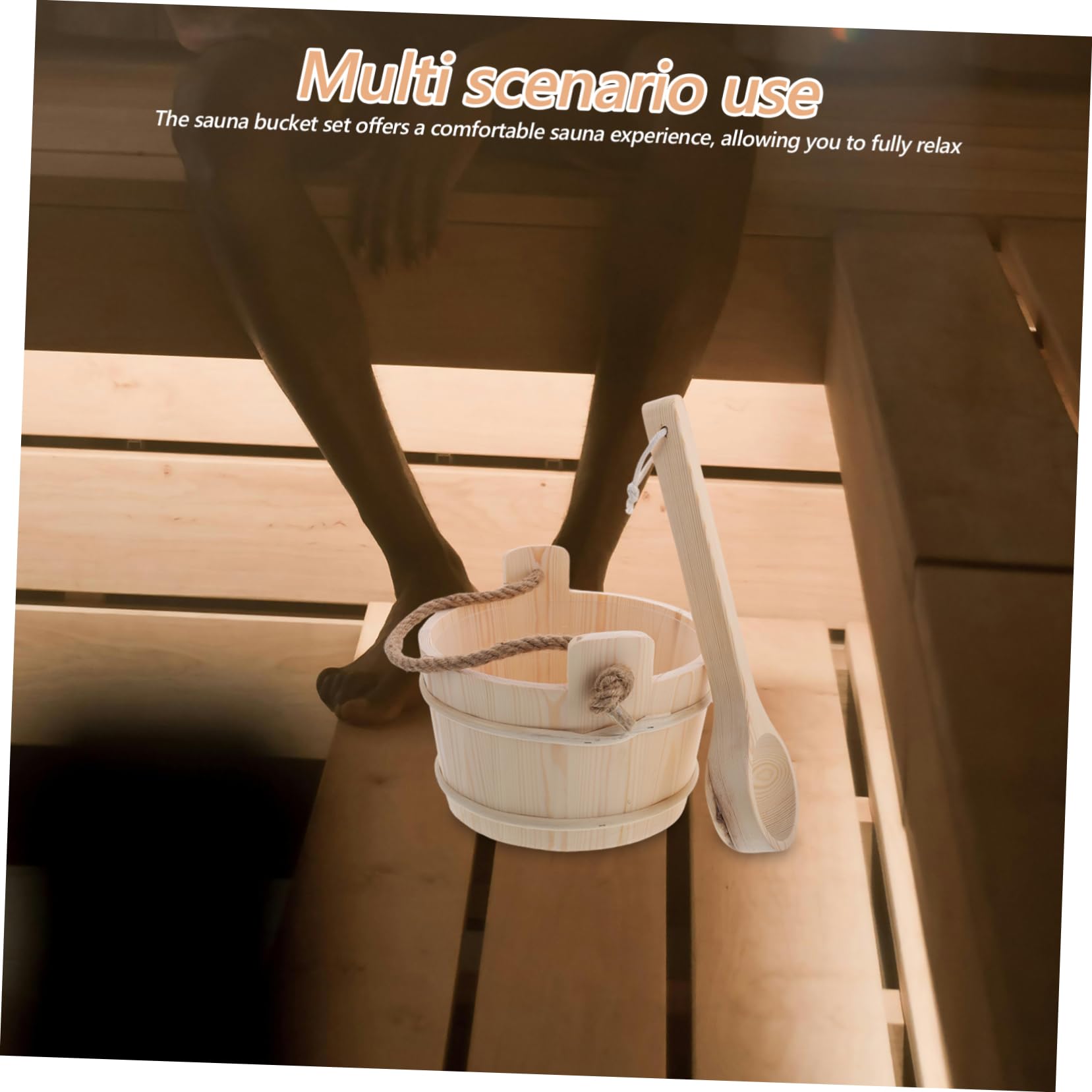 Cabilock Saunas De Interior Sala De Sauna Juego De Cubo Y Cucharón De Sauna Accesorio De Sauna De Vapor De Madera Suministros De Baño para Relajarse