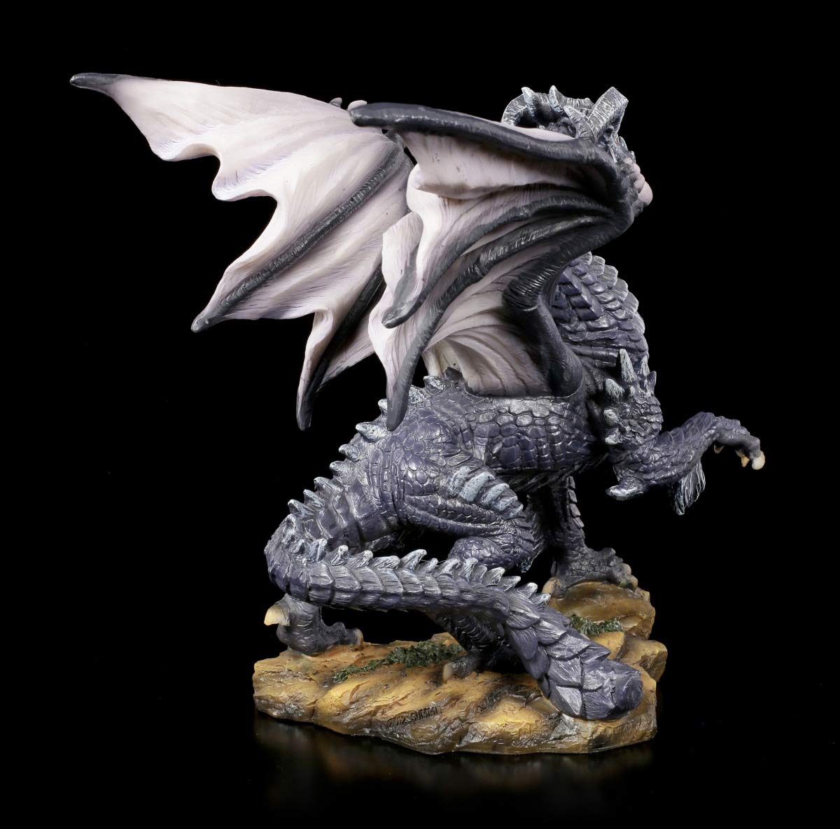 Figuren Shop GmbH Figura de dragón oscuro | Fantástica criatura gótica decorativa de dragón | Escultura, estatua, altura 19,5 cm