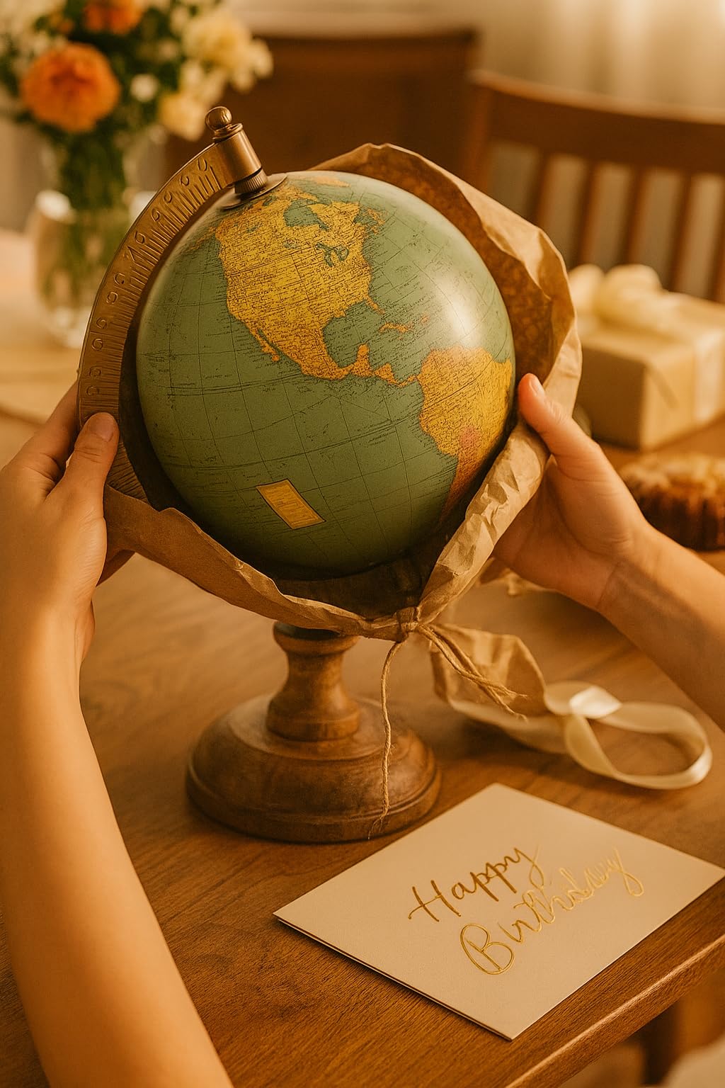 Globe terrestre, Globe terrestre Vintage avec Pied, diamètre 12,5cm