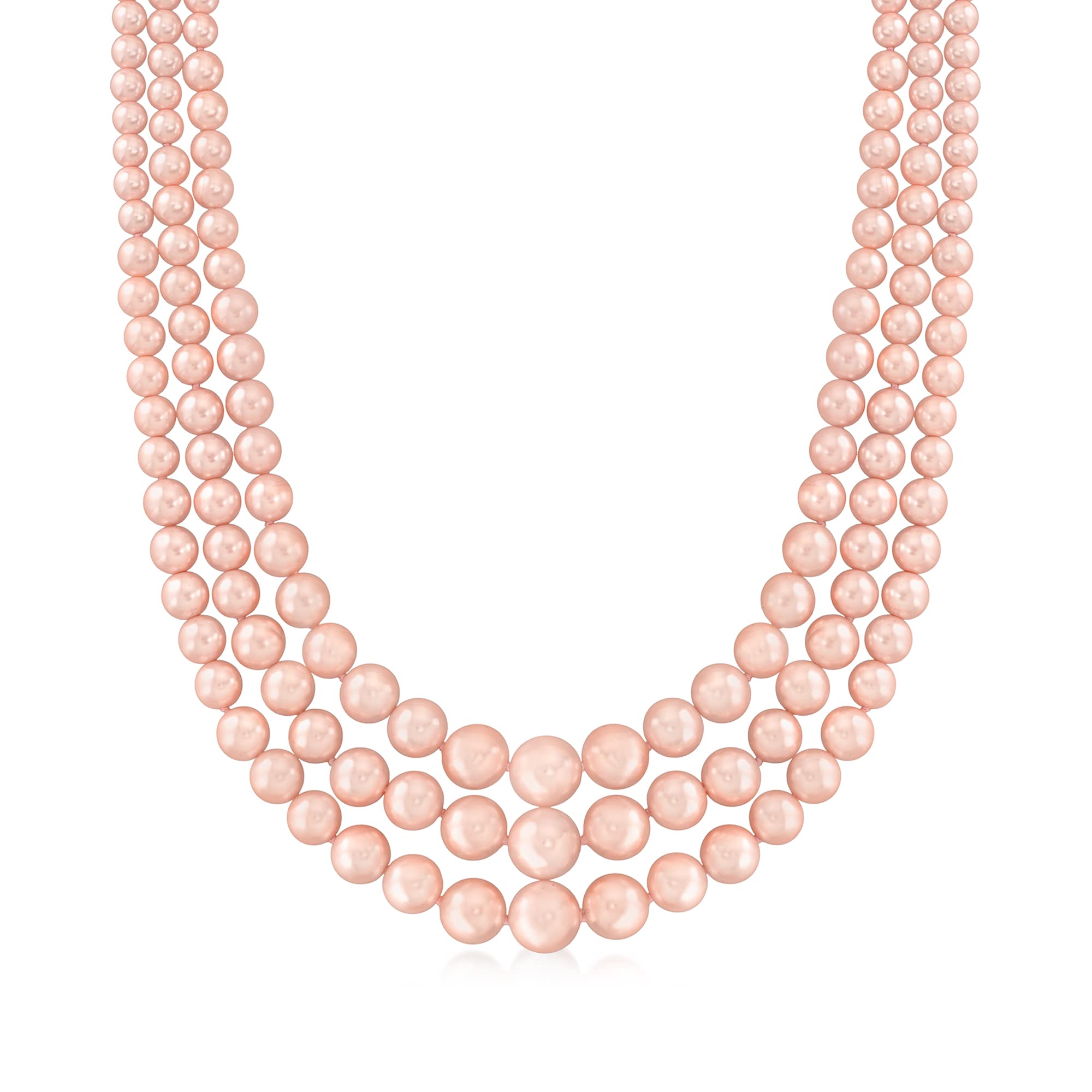 Ross-Simons6-12mm Shell Pearl Graduated 3-Strand Necklace with Sterling Silver