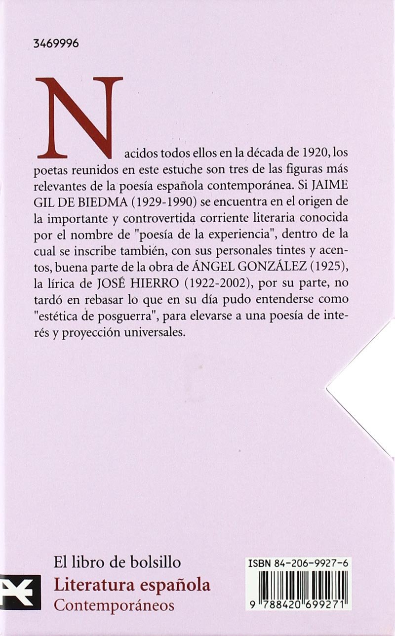 Estuche - Poesía contemporánea: José Hierro - Jaime Gil de Biedma - Angel González (El Libro De Bolsillo - Estuches)