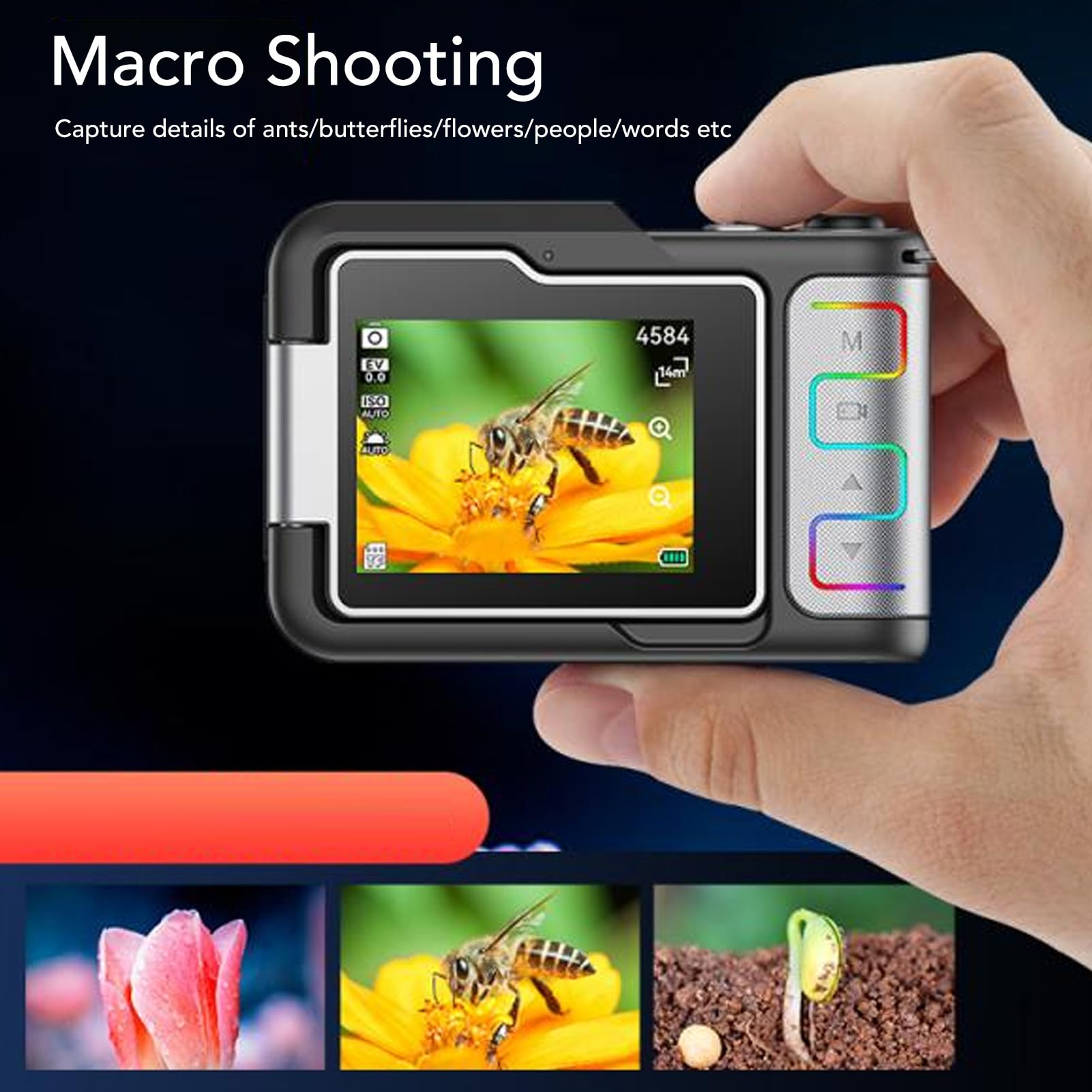 Fotocamera Digitale 4K da 48 MP, Visione Notturna, Time Lapse, Webcam, Rallentatore per Fotografia, Vlogging, Streaming Live