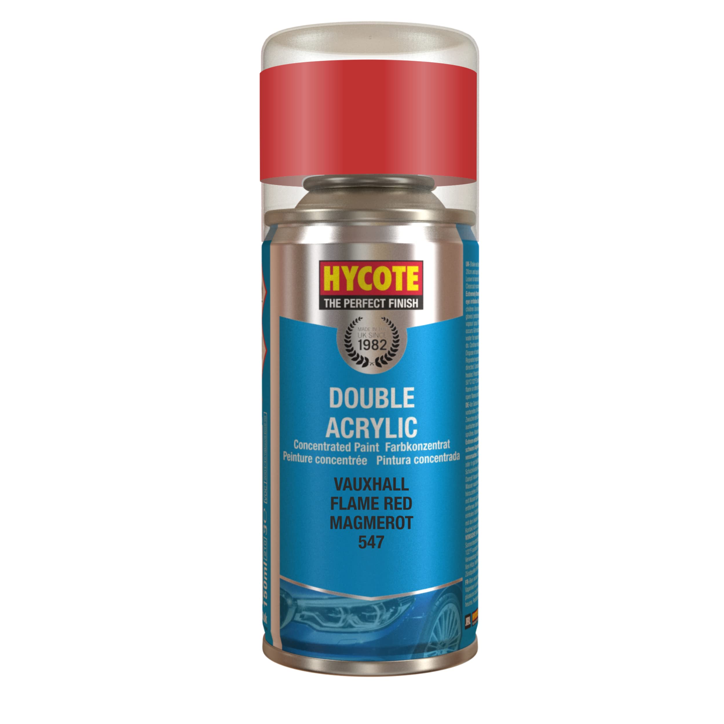 Hycote Vauxhall Flame Red 150ml Double Acrylic Spray Paint Aerosol - XDVX503