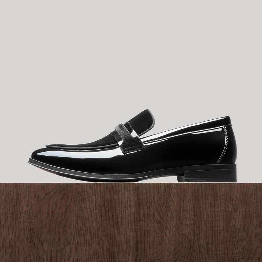 Men's Tuxedo Patent Loafers Classic Velvet Slip-on Dress Formal - Foto 6