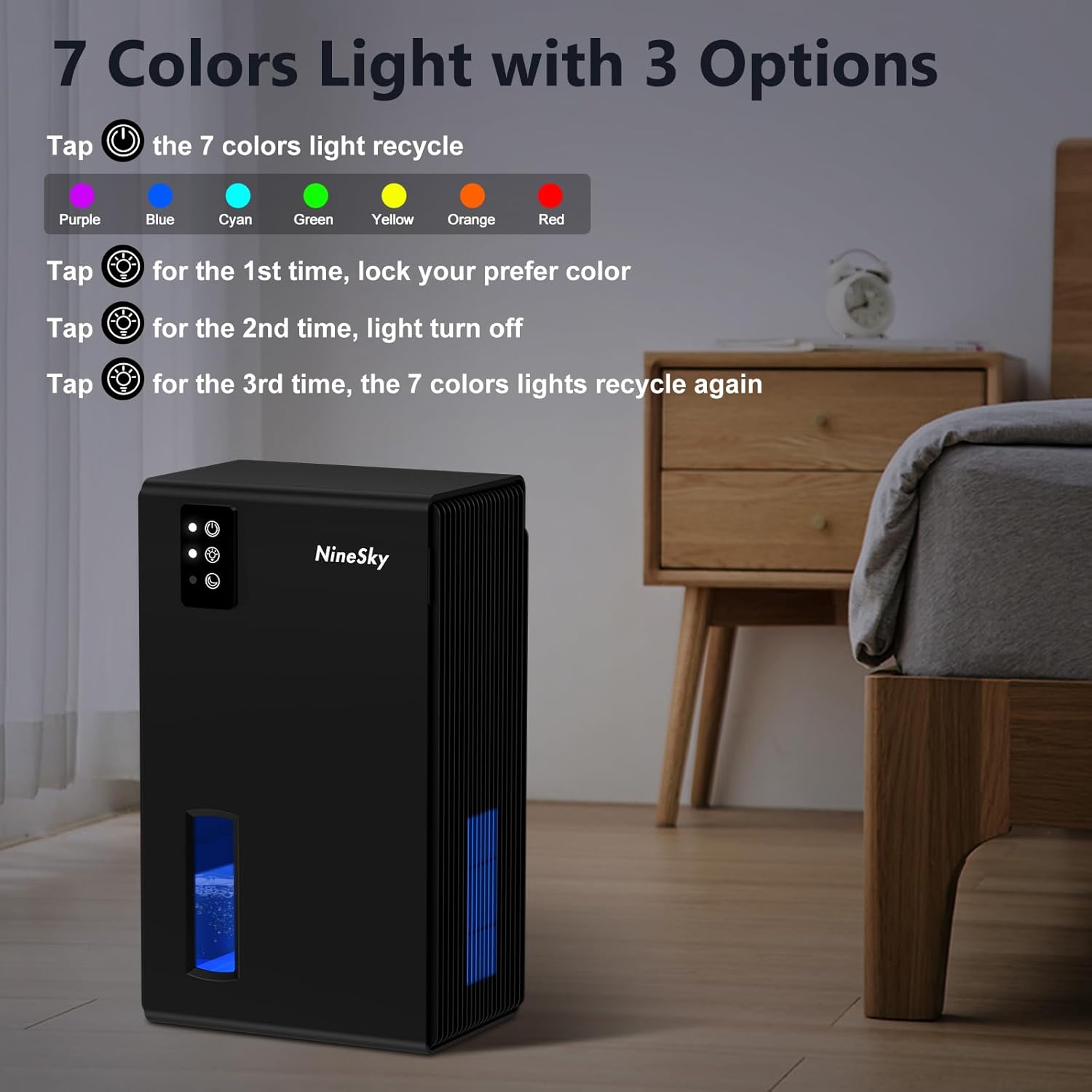 NineSky Dehumidifier 7 Colors LED Light Options