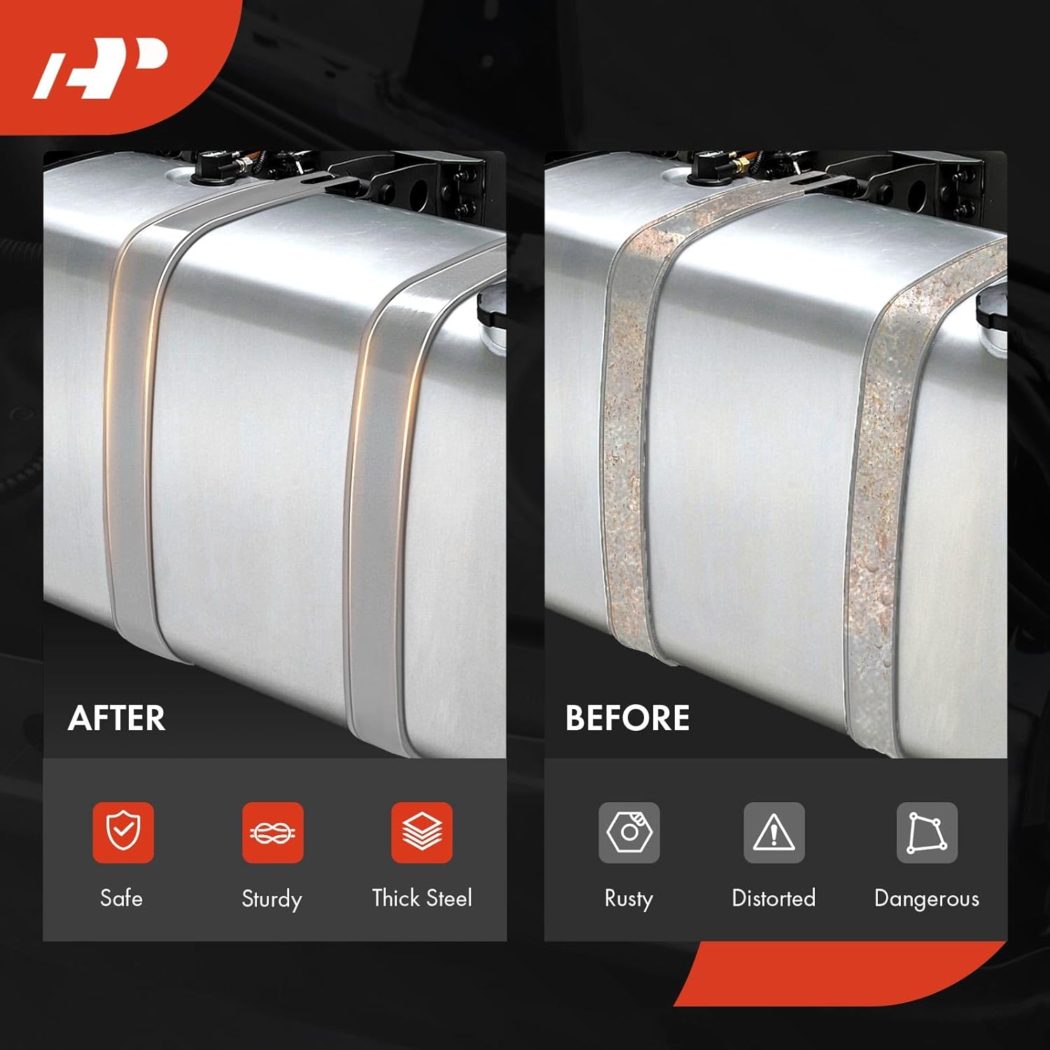 A-Premium Set of 2PCS Fuel Tank Straps Compatible with Chevrolet El Camino & GMC Caballero, 1978-1987, 3.3L 3.8L 4.3L 4.4L 5.0L 5.7L